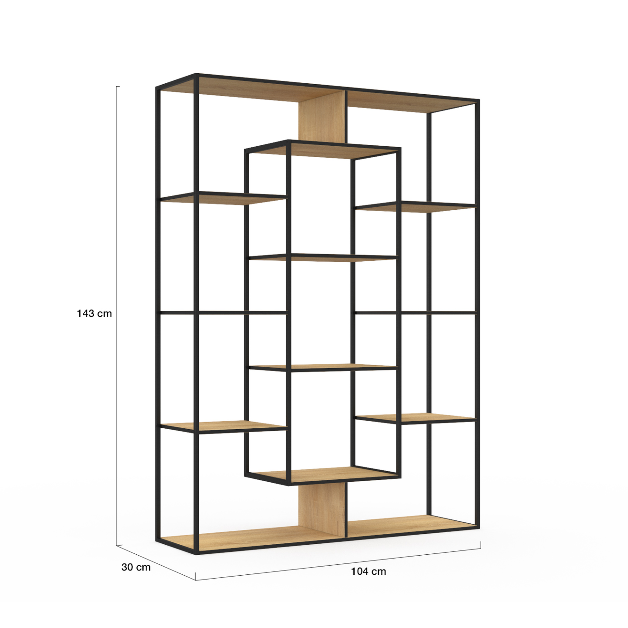 Voir la diapositive 4 : ID MARKET Etagère bibliothèque detroit avec 11 compartiments design industriel 143 cm