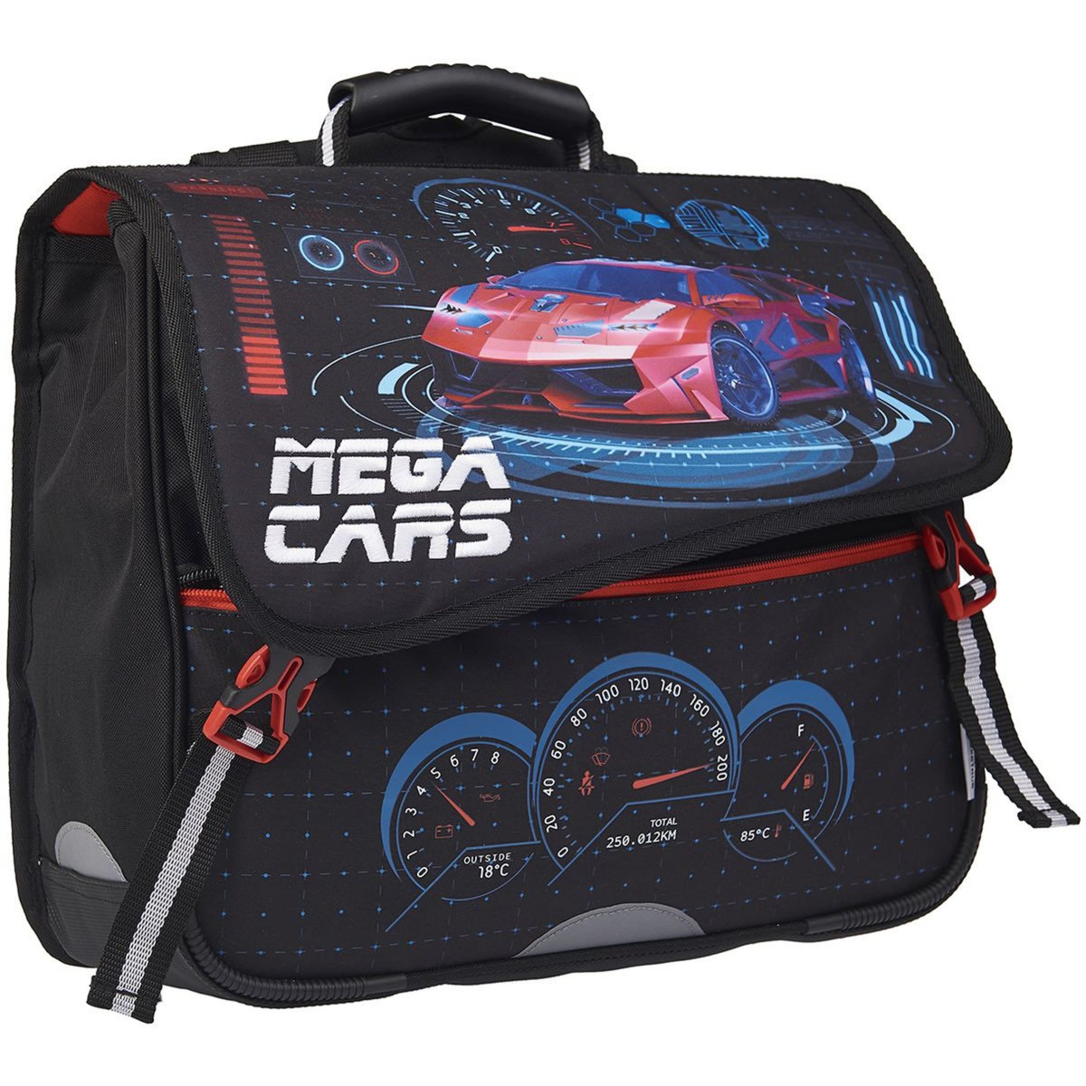 Cartable 38 cm CP/CE1/CE2 bleu MEGA CARS