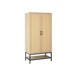 BEST MOBILIER Nagato - armoire - cannage et effet bois - 80 cm. Coloris disponibles : Marron