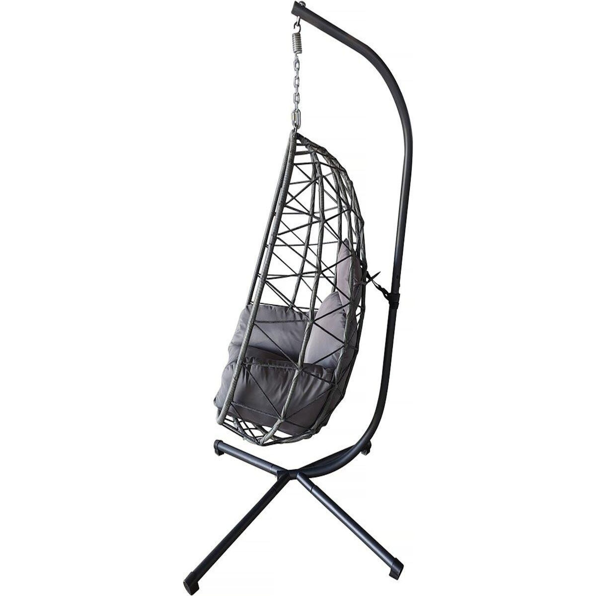 Habitat et Jardin Fauteuil oeuf suspendu en rotin  Cosi  - 99 x 92 x 194 cm - Gris