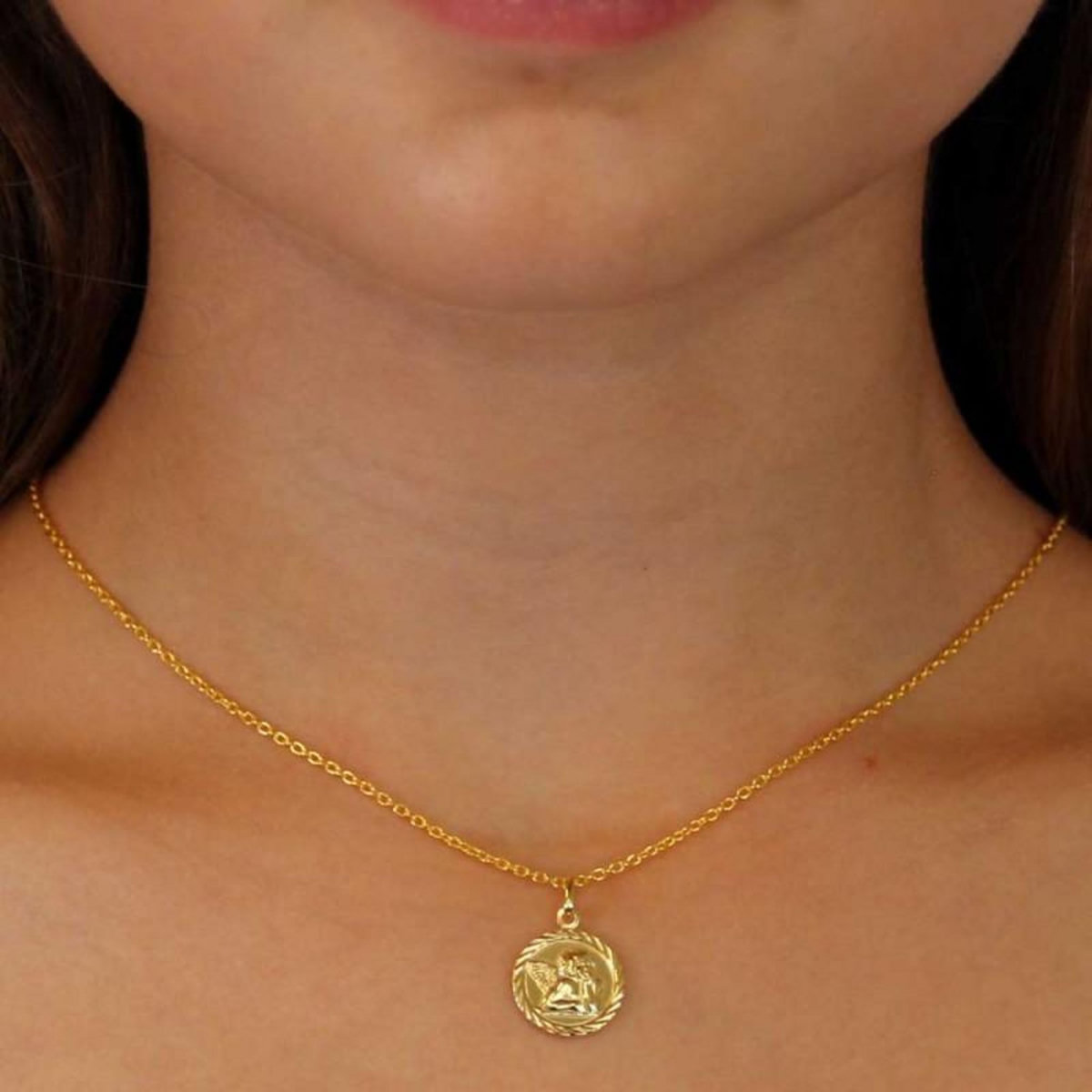 L'ATELIER D'AZUR Médaille Ange Or Jaune - Chaîne Dorée Offerte