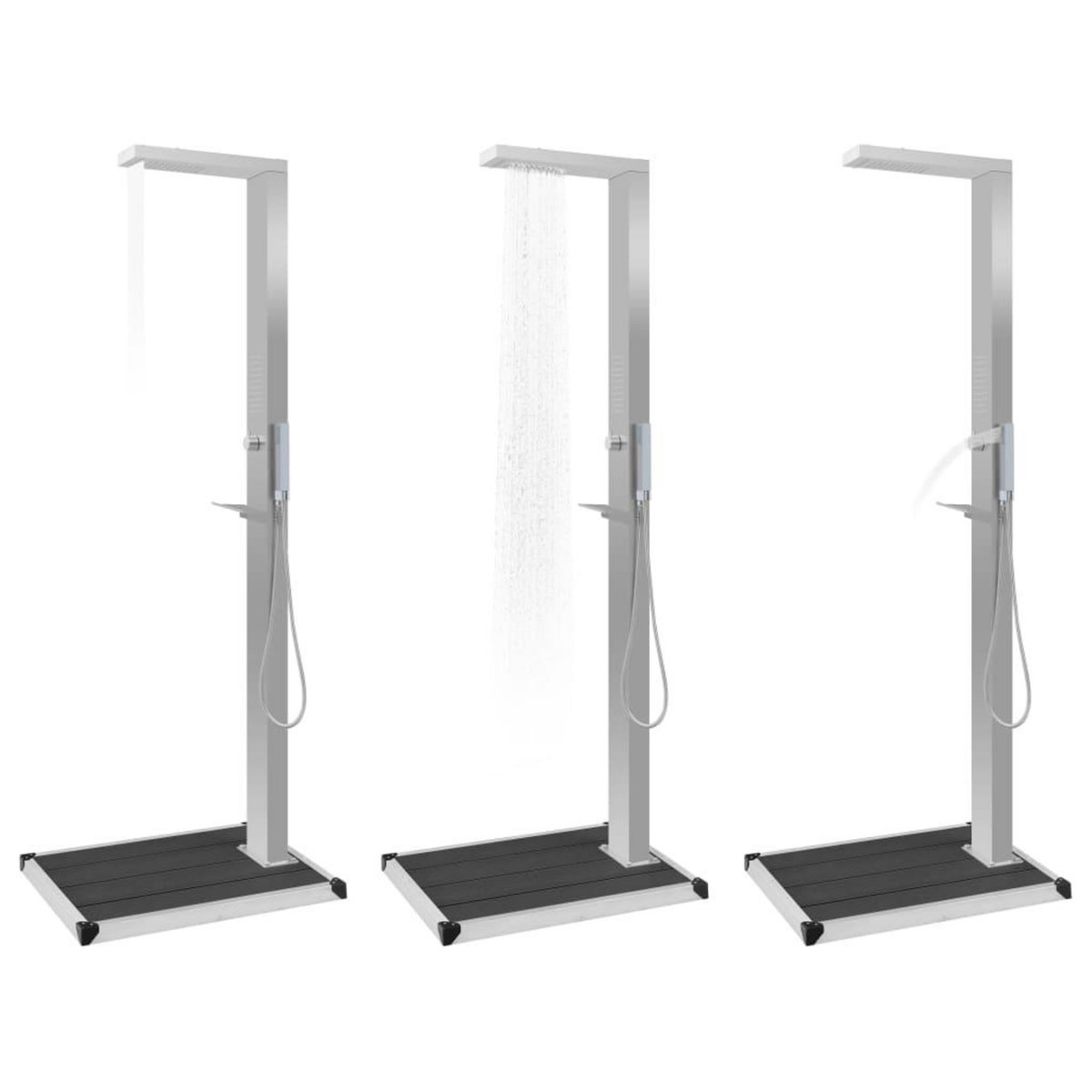 VIDAXL Douche d'exterieur avec receveur de douche WPC Acier inoxydable