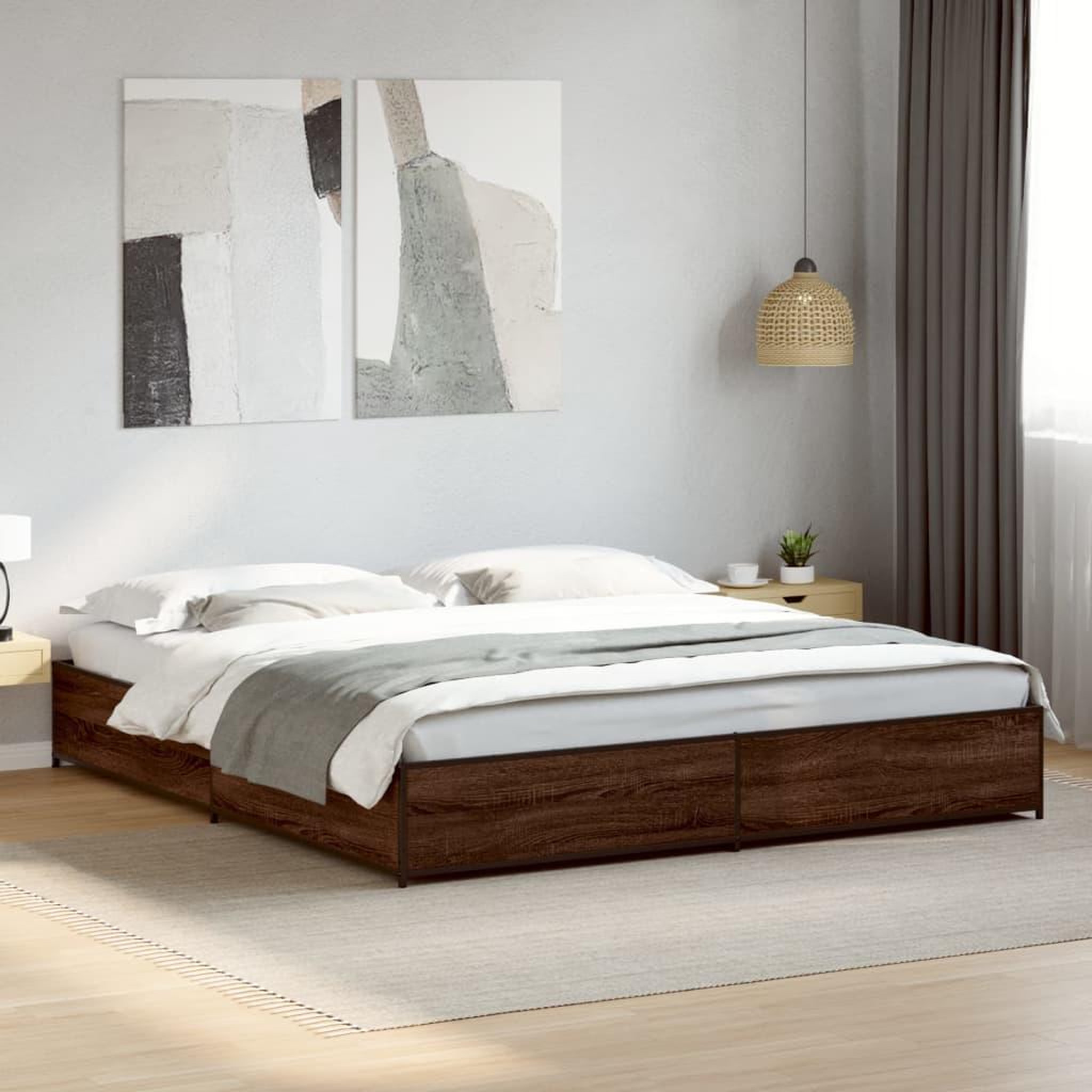 VIDAXL Cadre de lit sans matelas chene marron 200x200 cm