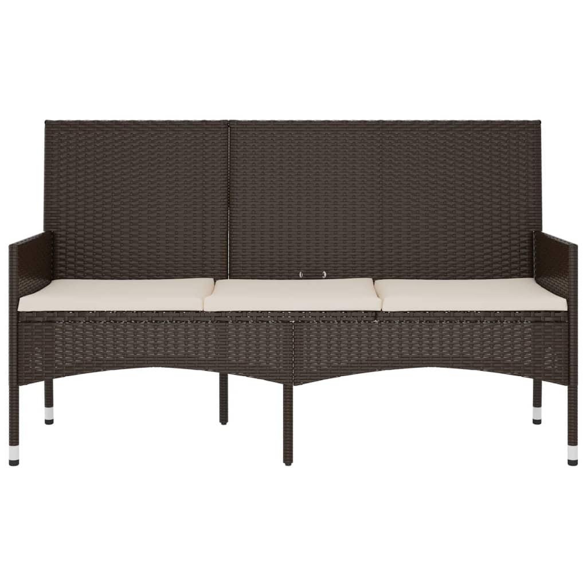 Voir la diapositive 3 : VIDAXL Banc de jardin a 3 places avec coussins Marron Resine tressee