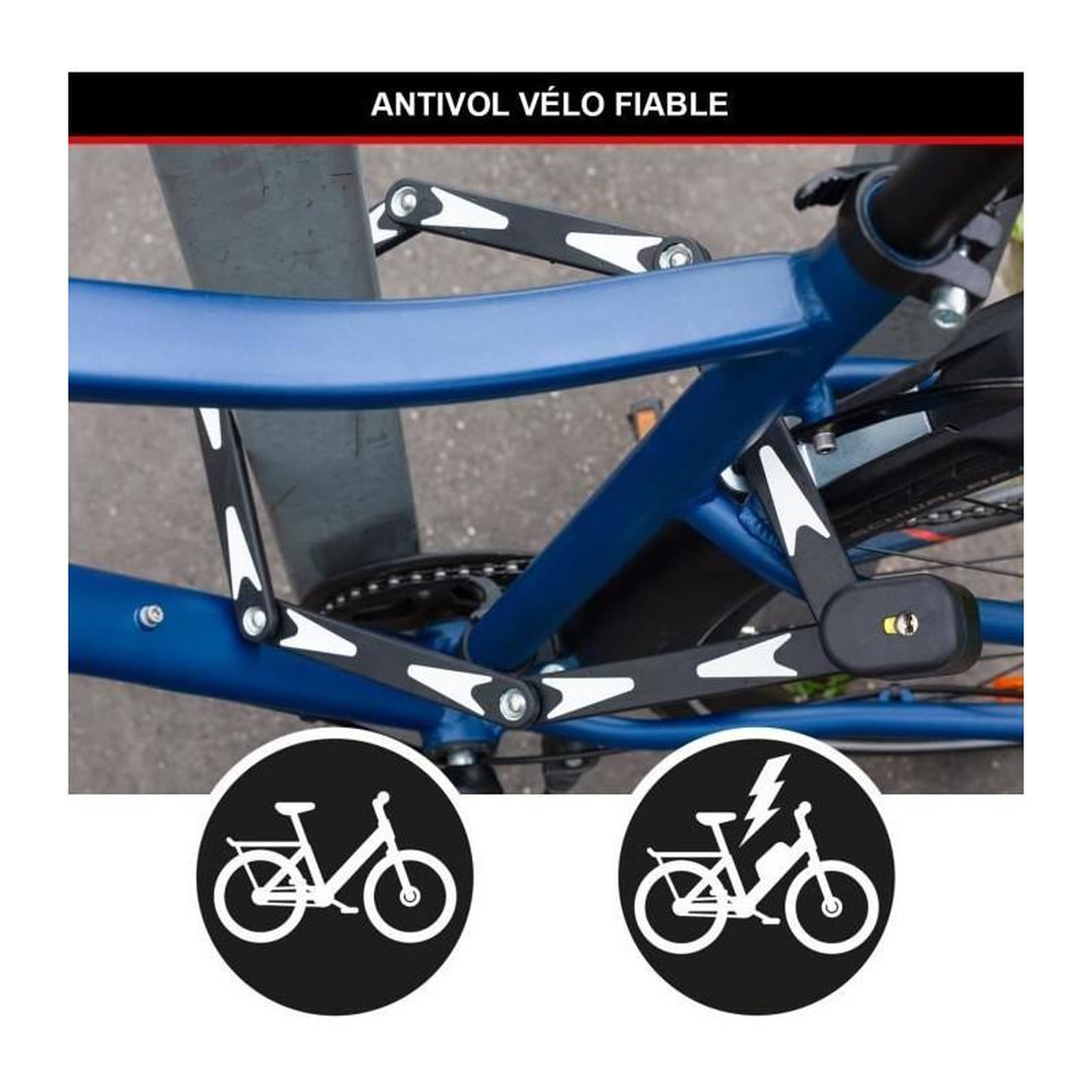 Voir la diapositive 4 : Master lock Antivol Vélo Pliable - MASTER LOCK - 8333EURDPRO - Acier Trempé, 3 Clés, Certifié, Support Inclus