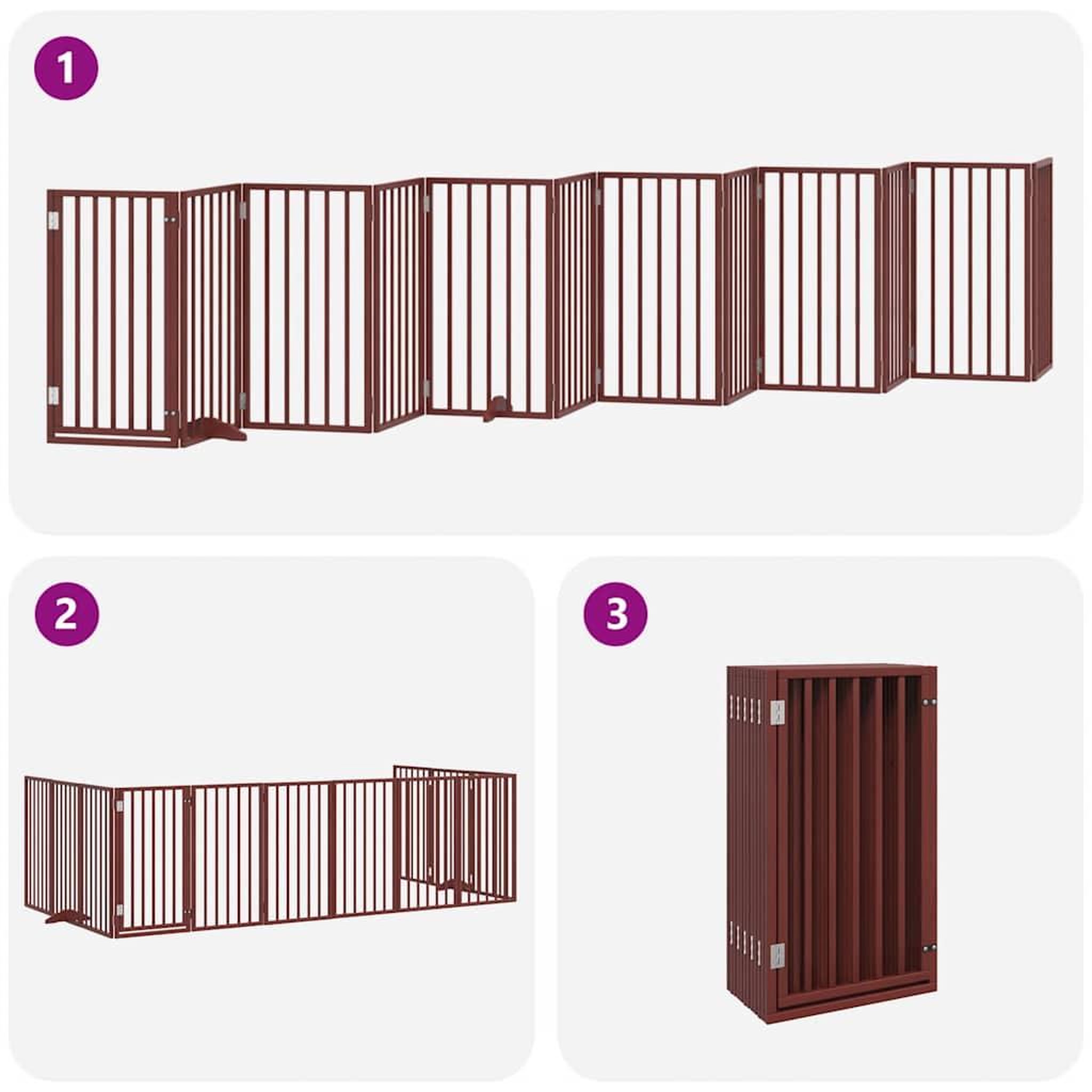 Voir la diapositive 5 : VIDAXL Barriere pour chien porte pliable 12 panneaux bois de peuplier