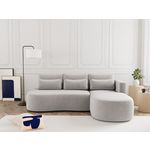 LISA DESIGN Mahina - canapé d'angle droit 4 places convertible avec coffre en velours côtelé. Coloris disponibles : Jaune, Beige, Orange, Vert, Bleu, Gris, Noir