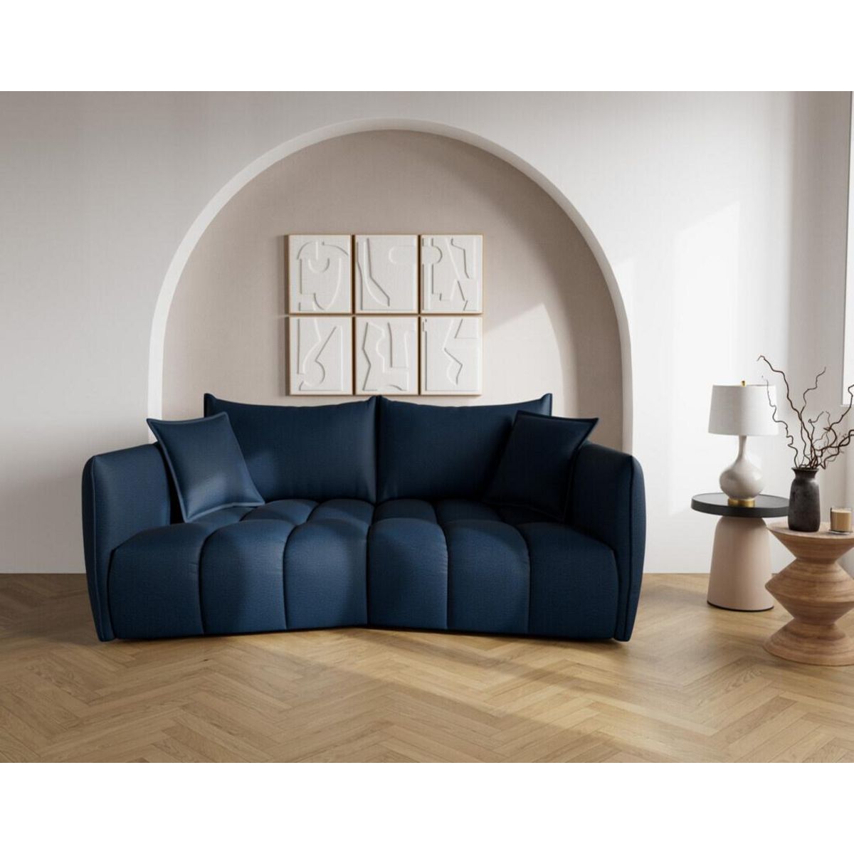 LISA DESIGN Cassiopee - canapé droit 3 places assise profonde en tissu texturé