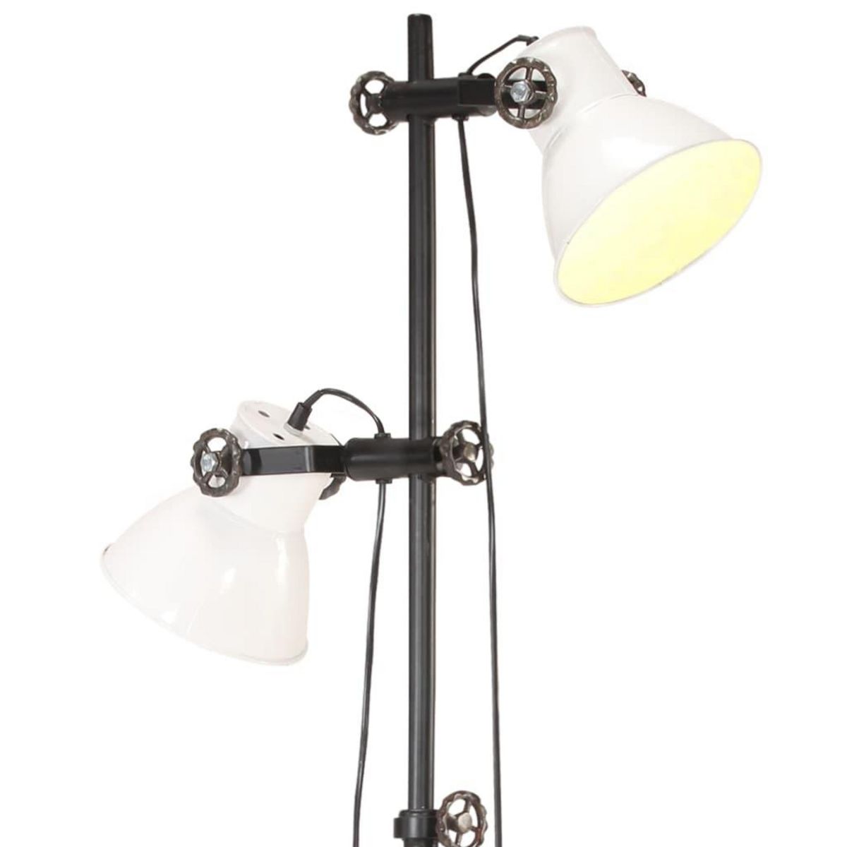VIDAXL Lampadaire avec 2 abat-jour Blanc E27 Fonte