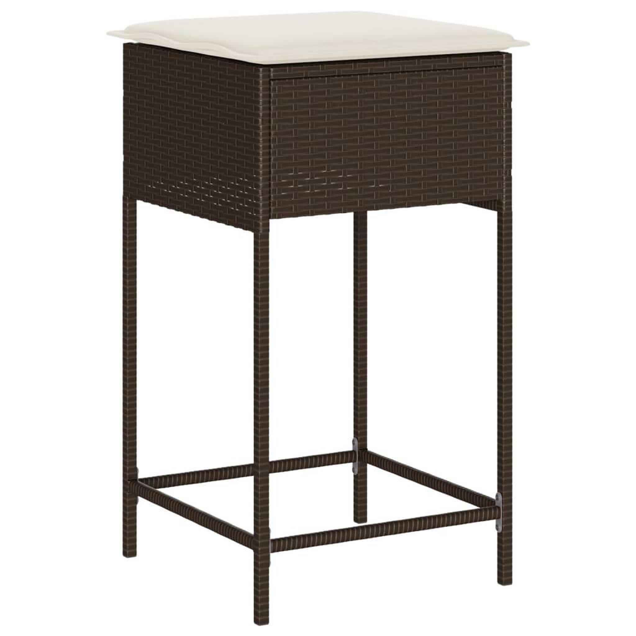 Voir la diapositive 4 : VIDAXL Ensemble de bar de jardin 3 pcs et coussins brun resine tressee