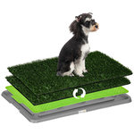 PAWHUT Toilette pour chien litière avec 2 tapis en gazon artificiel avec bac pour l'apprentissage de la propreté à l'intérieur et à l'extérieur, tapis d'entraînement pour Animaux, 67 x 41 cm