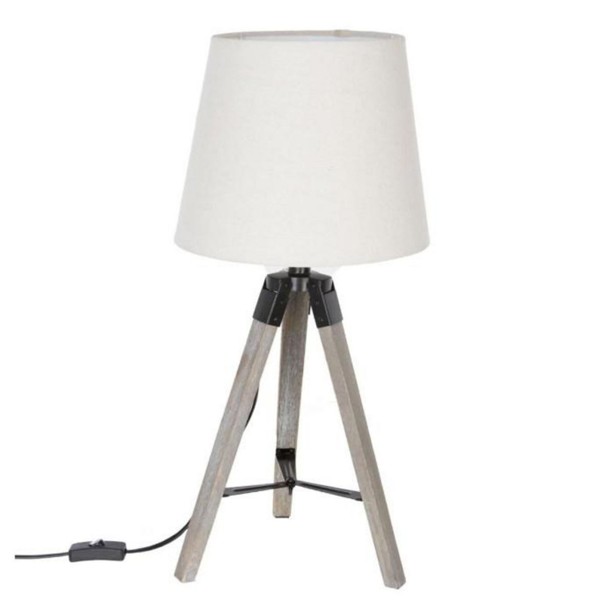 ATMOSPHERA Lampe à Poser Trépied en Bois  Runo  58cm Lin