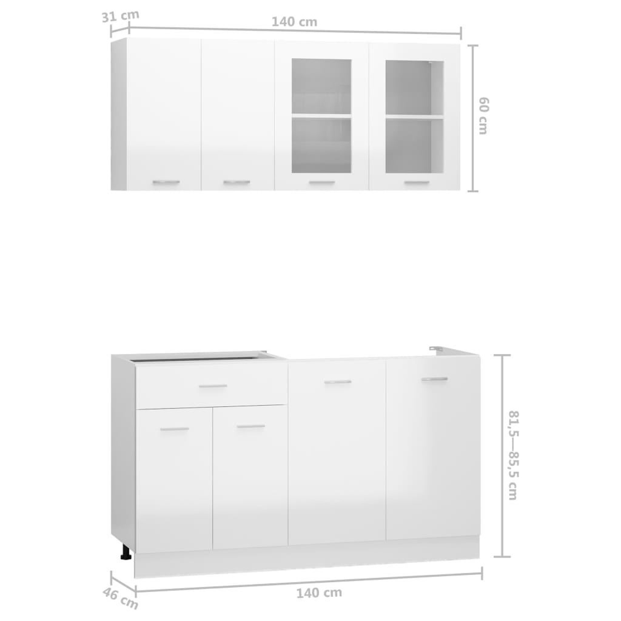 Voir la diapositive 6 : VIDAXL Ensemble de meubles de cuisine 4 pcs Blanc brillant Agglomere