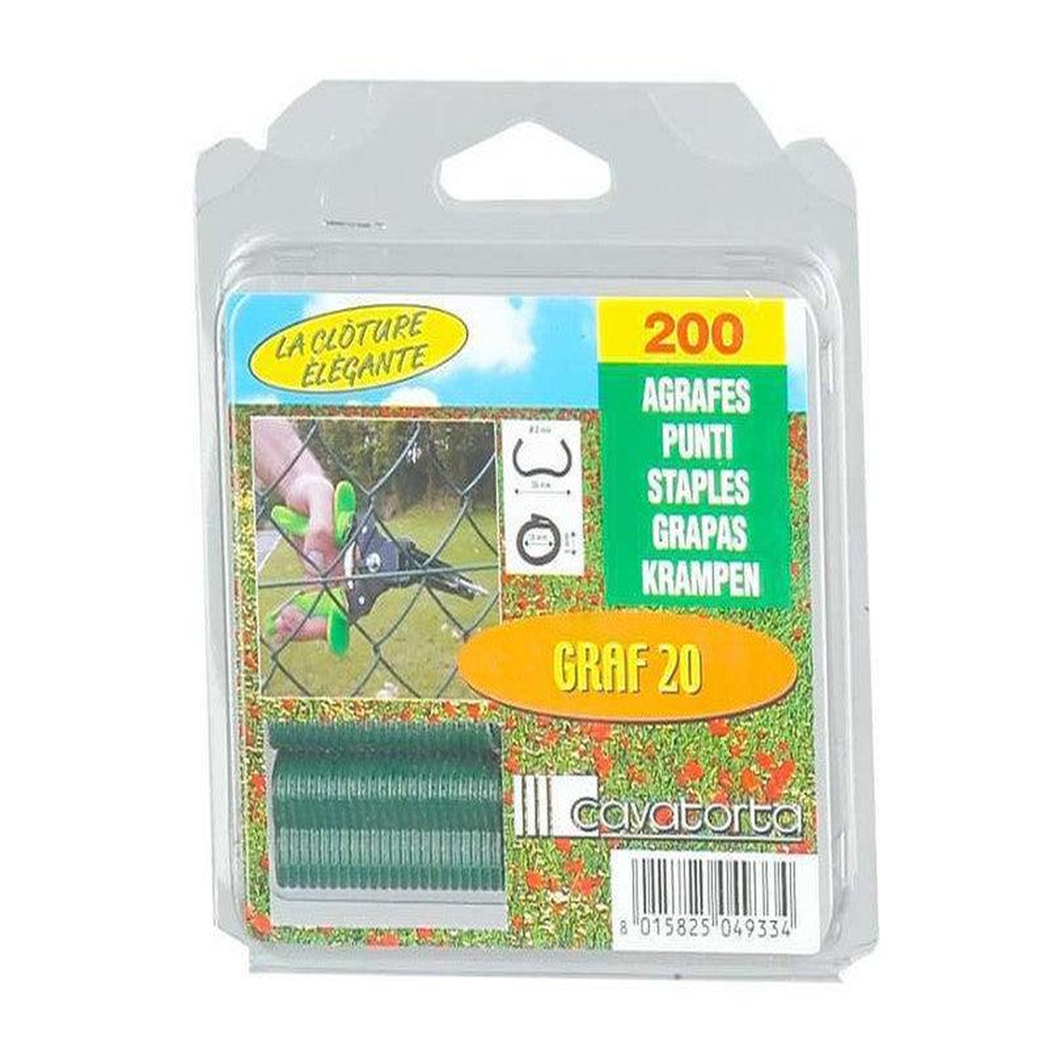 CENTRALE BRICO Lot de 200 agrafes Graf 20, vert