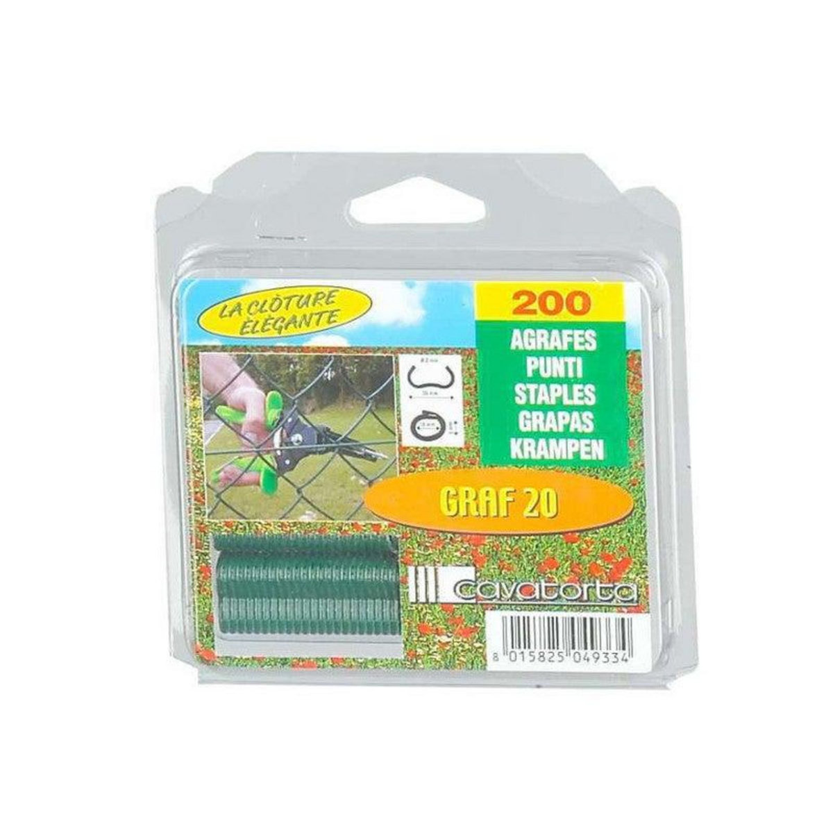 CENTRALE BRICO Lot de 200 agrafes Graf 20, vert