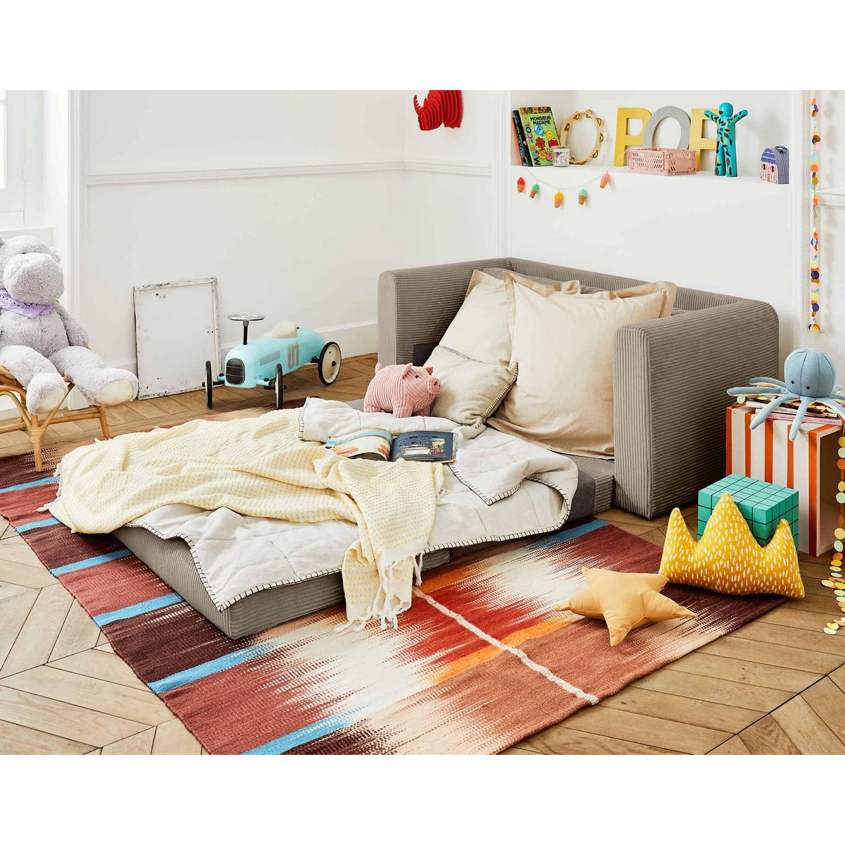 BEST MOBILIER Marilia - canapé 2 places - convertible déplimousse - en velours côtelé