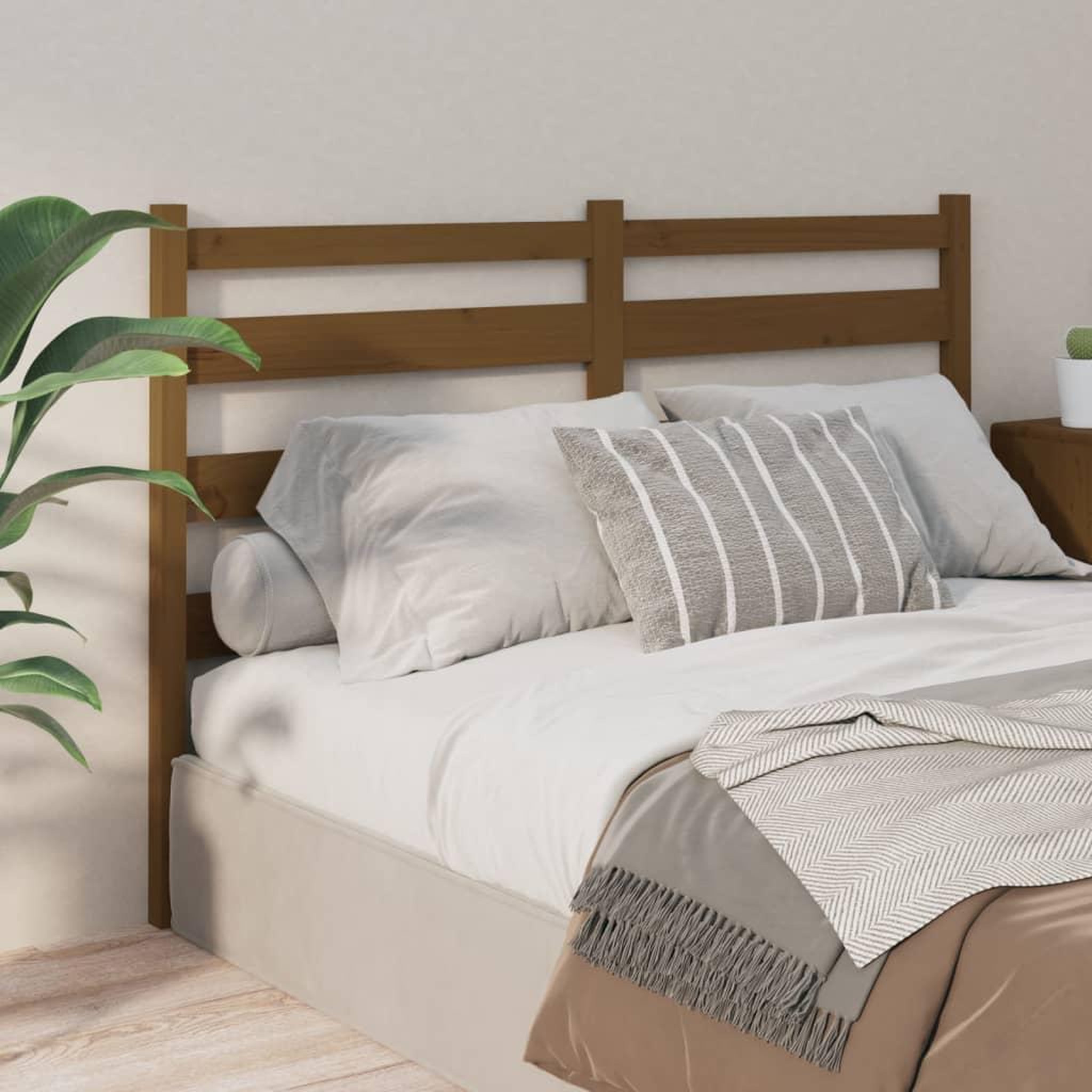 Voir la diapositive 1 : VIDAXL Tete de lit Marron miel 146x4x100 cm Bois massif de pin