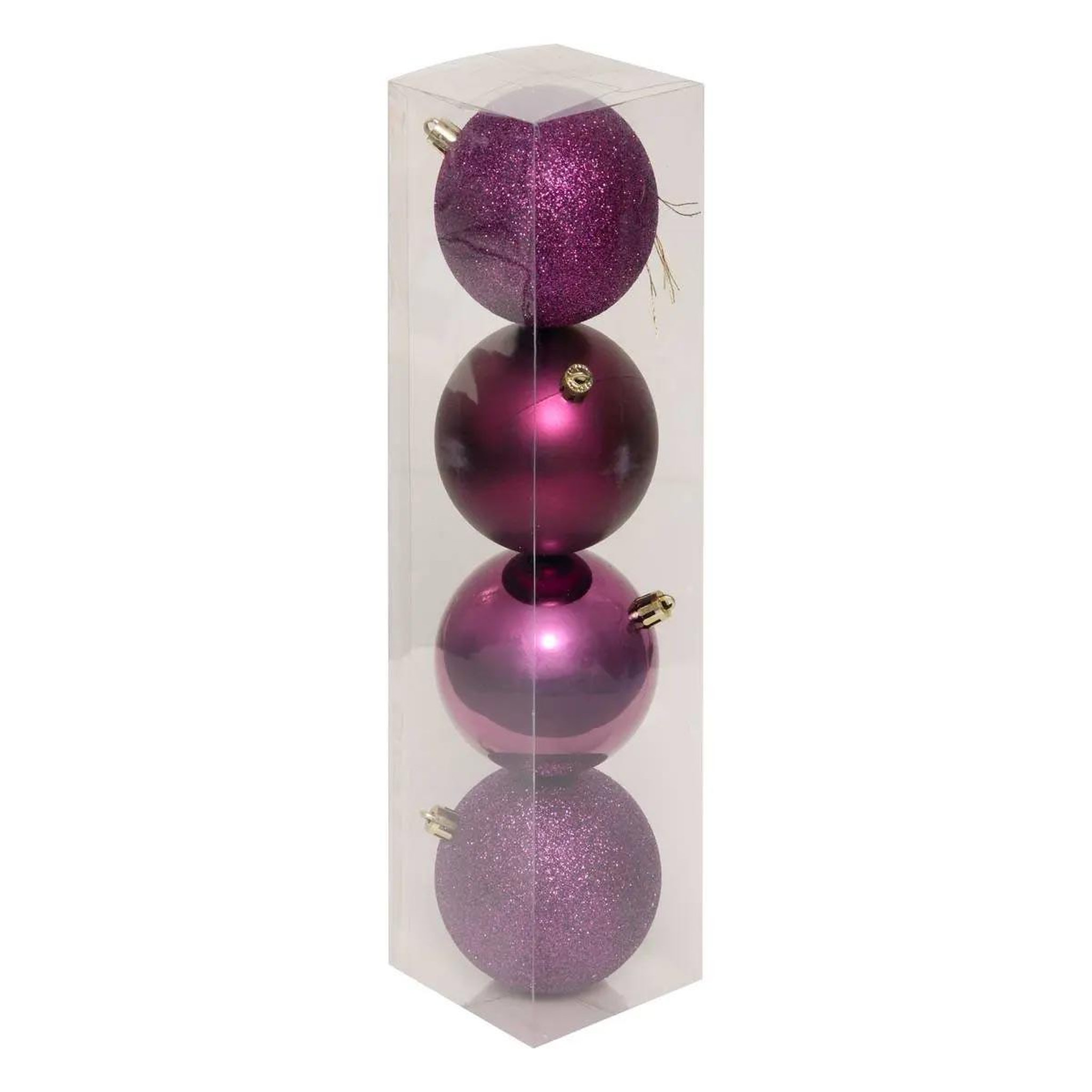 ATMOSPHERA Lot de 4 boules de noël  maison des couleurs   8cm violet
