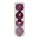 ATMOSPHERA Lot de 4 Boules de Noël  Maison des Couleurs   8cm Violet
