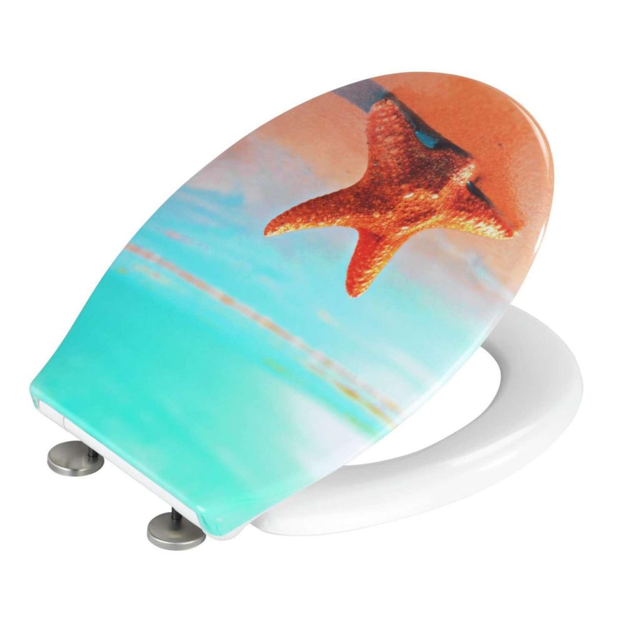 Voir la diapositive 3 : Wenko Abattant wc mer - bois - multicolore