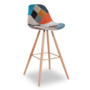 Voir la diapositive 4 : ID MARKET Lot de 4 tabourets de bar SARA motifs patchworks multi-couleurs