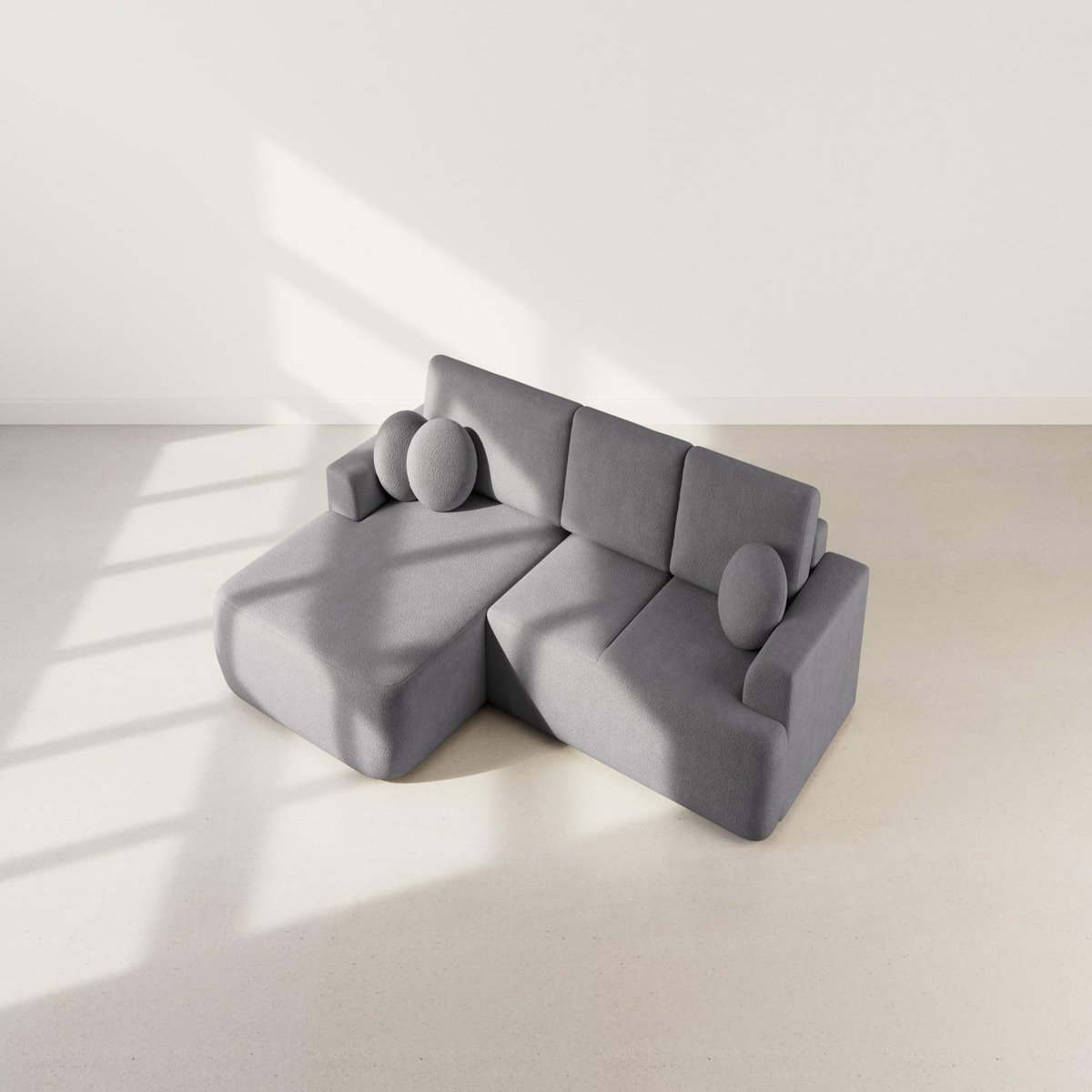 BEST MOBILIER Candela - canapé d'angle gauche 4 places - convertible avec coffre - en tissu bouclette