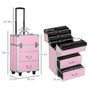 Voir la diapositive 3 : HOMCOM Valise trolley maquillage malette cosmétique vanity poignée télescopique réglable 36L x 23l x 58H cm alu