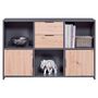 Voir la diapositive 4 : Commode de rangement 2 portes 2 tiroirs 3 niches TEO 