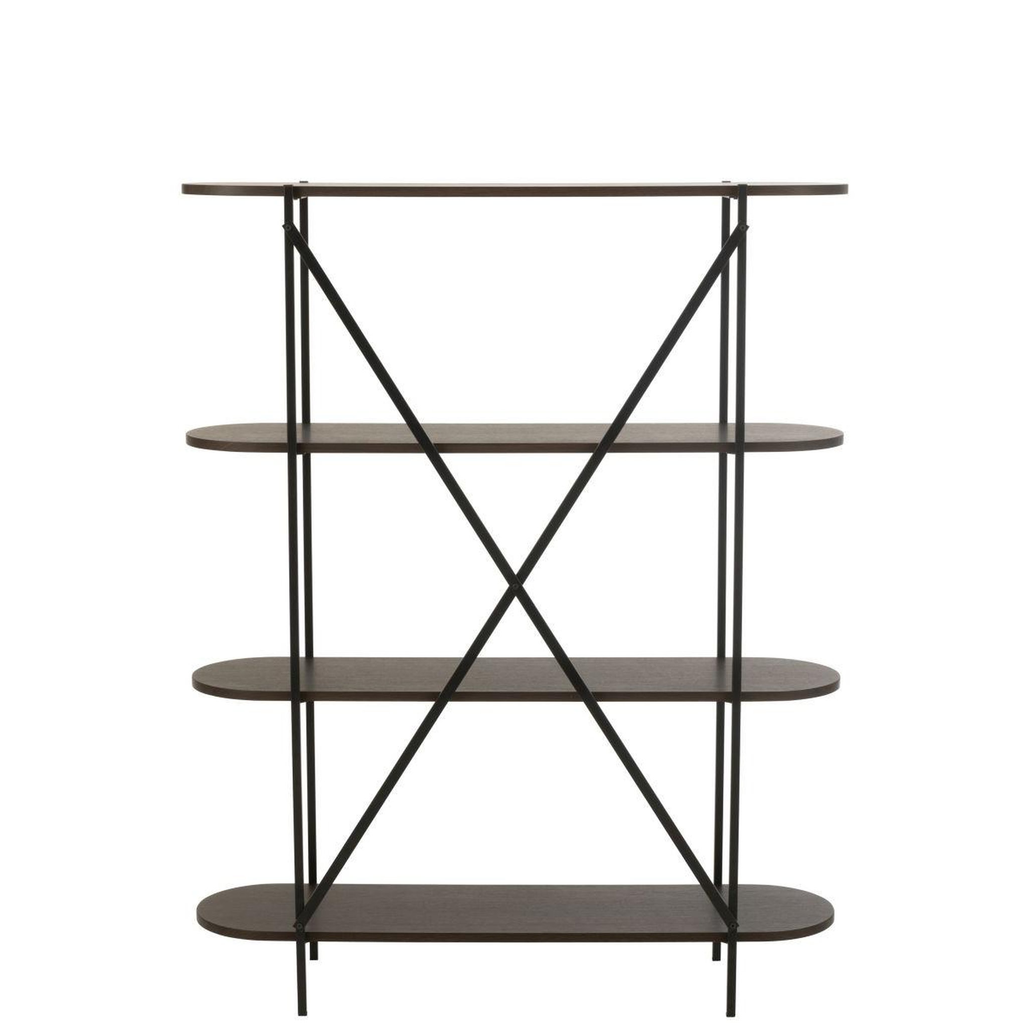 Voir la diapositive 2 : J-LINE Étagère ovale design  rodolfo  150cm marron foncé