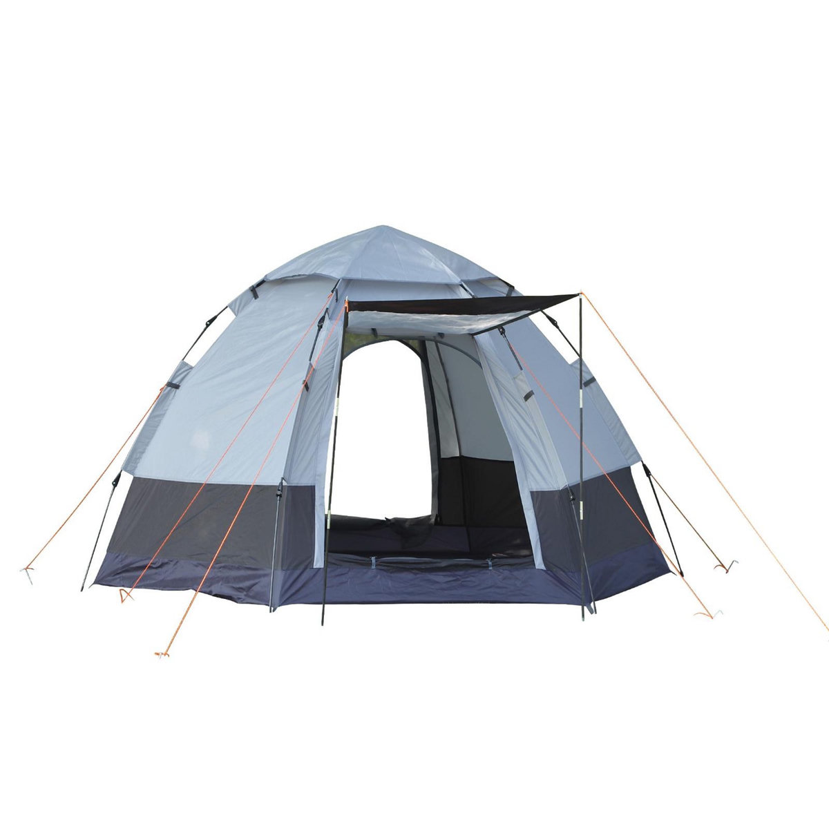 OUTSUNNY Tente pop up montage instantané - tente de camping 3-4 pers.  - 2 grandes portes - dim. 2,6L x 2,6l x 1,5H m fibre verre polyester oxford noir gris