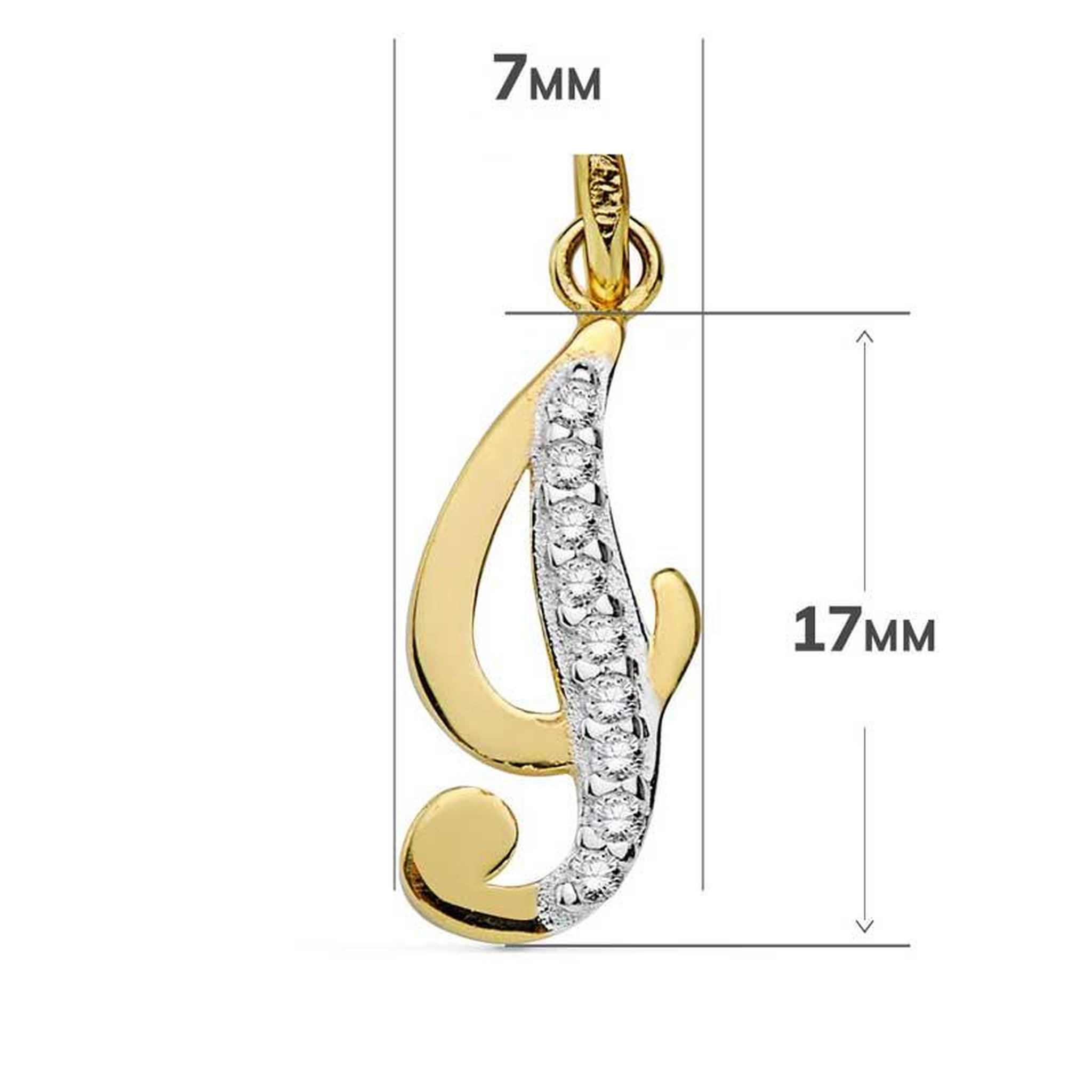 Voir la diapositive 3 : L'ATELIER D'AZUR Pendentif Or 18 Carats 750 Jaune Serti de Zirconiums - Initiale Lettre  I  - Chaine Offerte