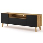 BEST MOBILIER Velato - meuble tv - effet bois et noir - 3 portes et 1 niche - 160 cm. Coloris disponibles : Marron