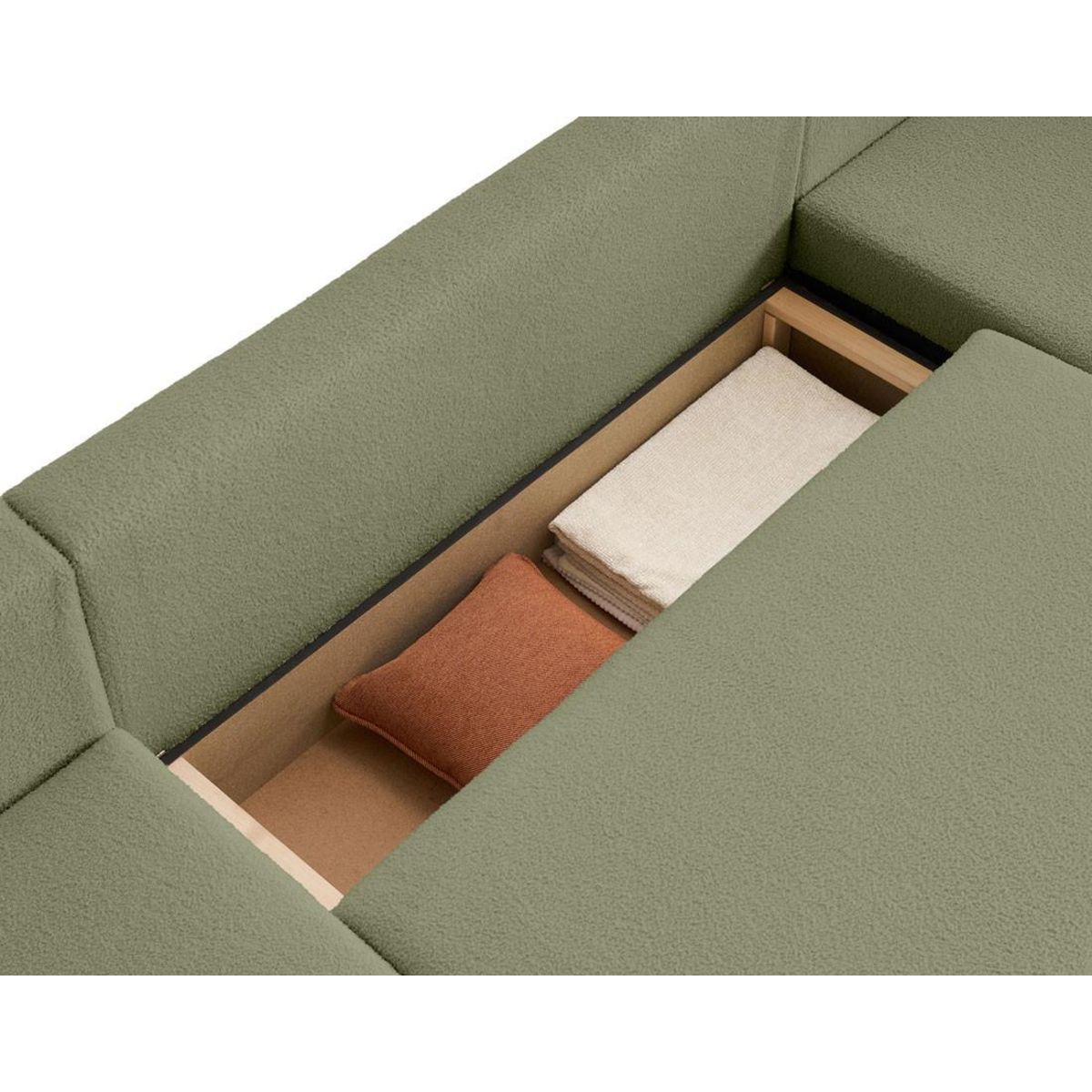 BEST MOBILIER Topaze - canapé panoramique en u - 7 places - convertible avec coffre - en tissu bouclette