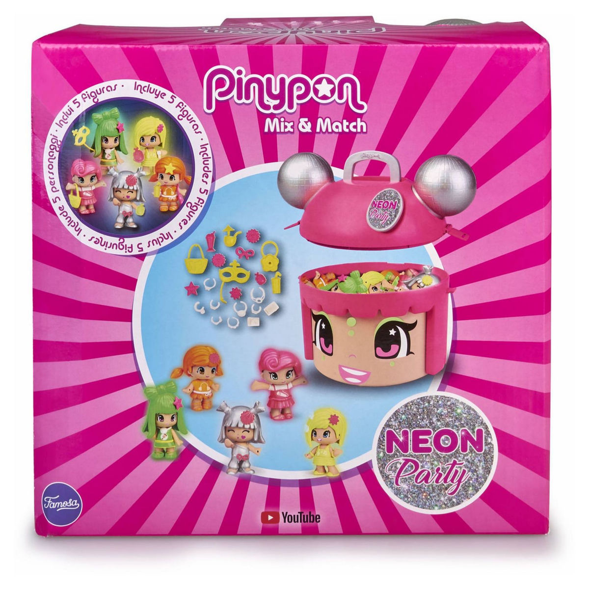 GP TOYS Tête Pinypon Neon Party avec 5 figurines