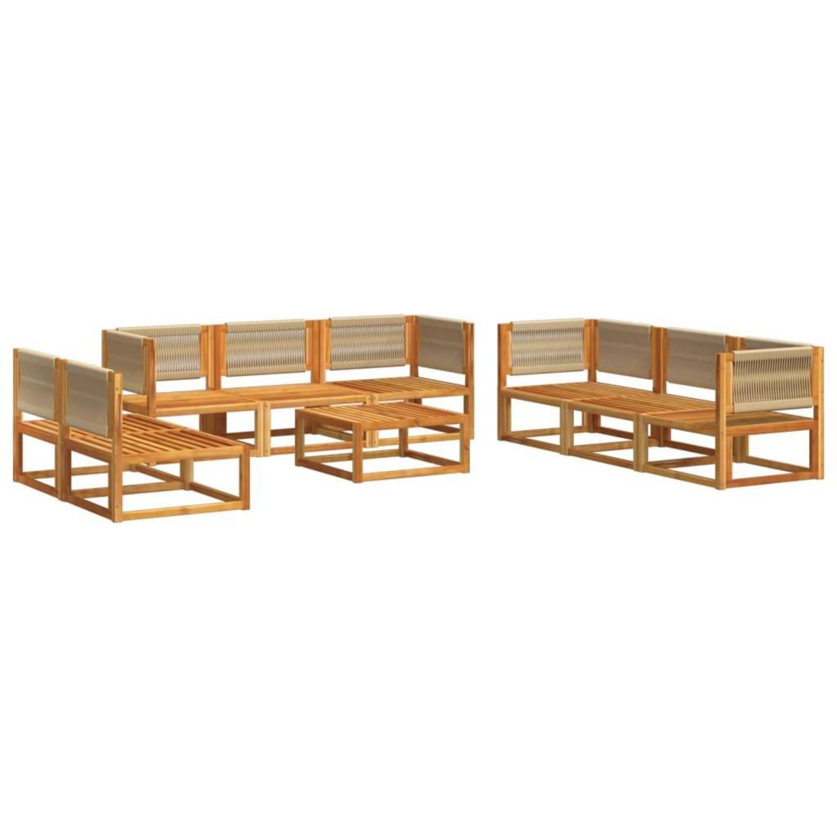 VIDAXL Salon de jardin avec coussins 9 pcs bois massif d'acacia