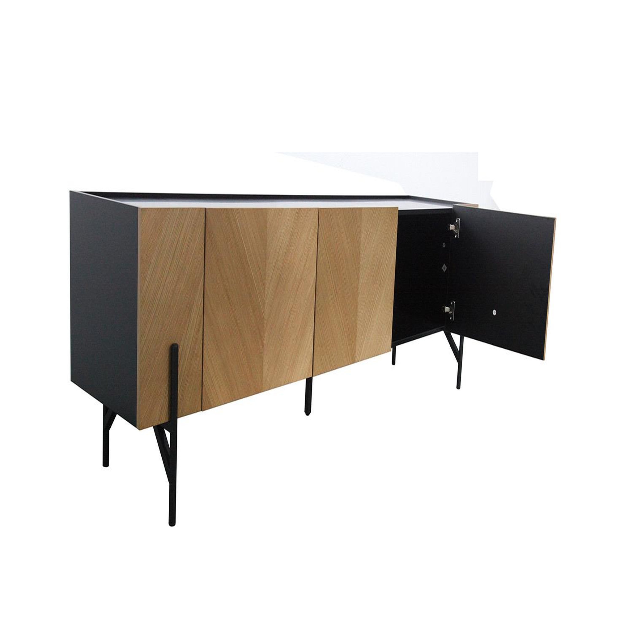 Voir la diapositive 4 : CONCEPT USINE Meuble TV vintage en bois clair avec placard SEQUOIA