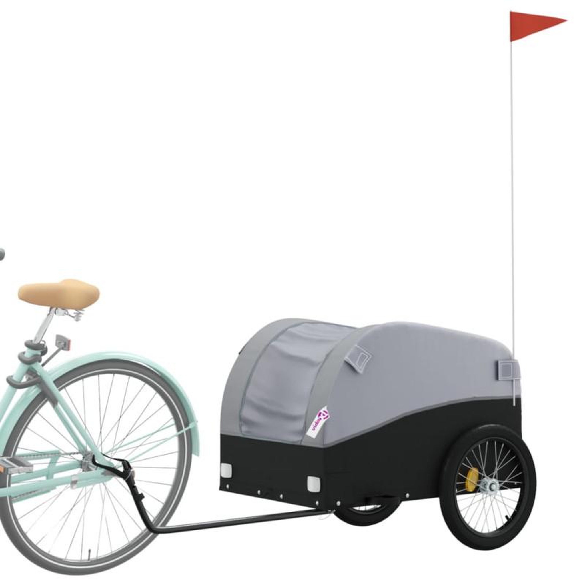 Voir la diapositive 3 : VIDAXL Remorque de vélo noir et gris 45 kg fer