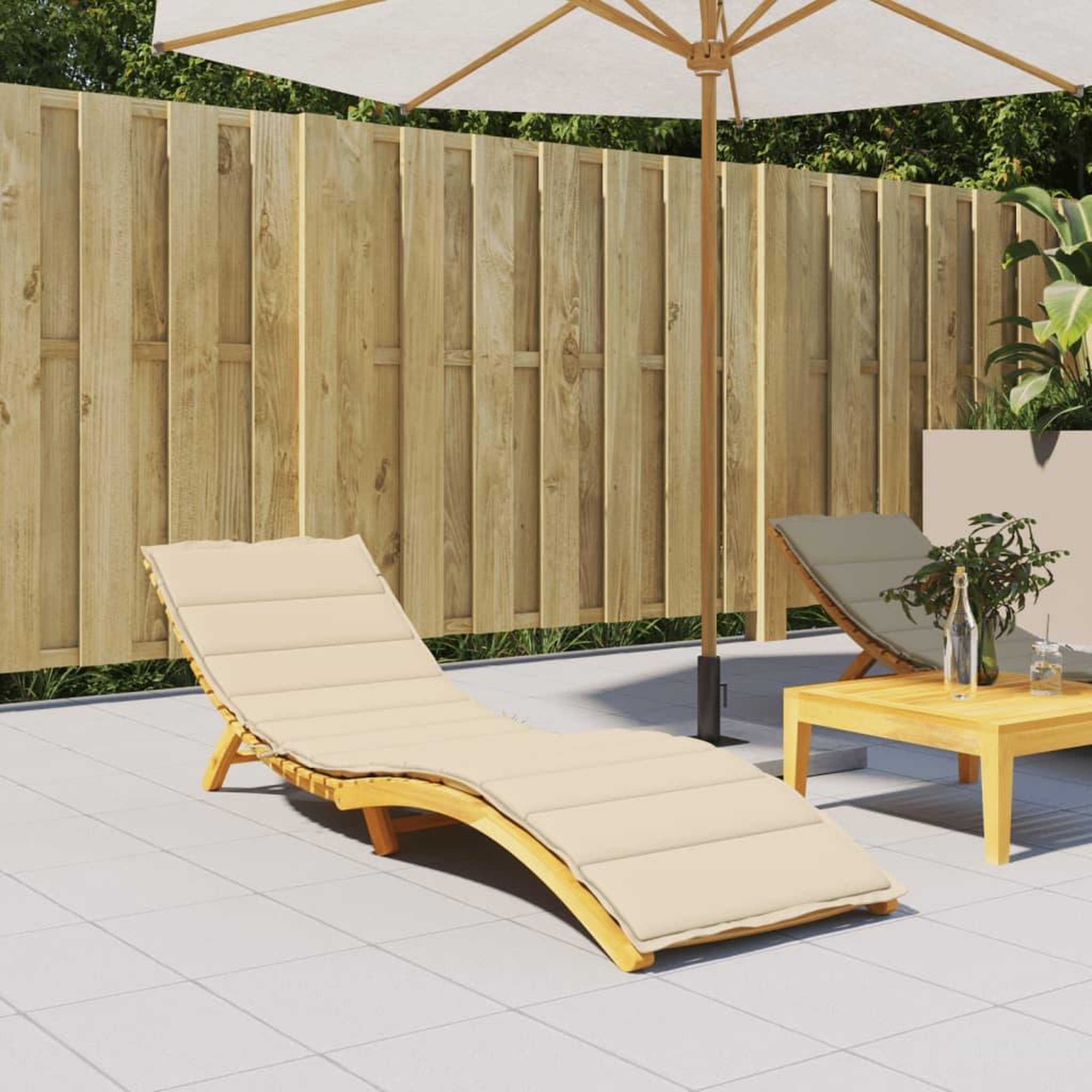 Voir la diapositive 1 : VIDAXL Coussin de chaise longue beige 200x60x3 cm tissu oxford