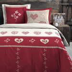 STOF Housse de couette 260x240 MODANE ROUGE + 2 taies coton 57 fils