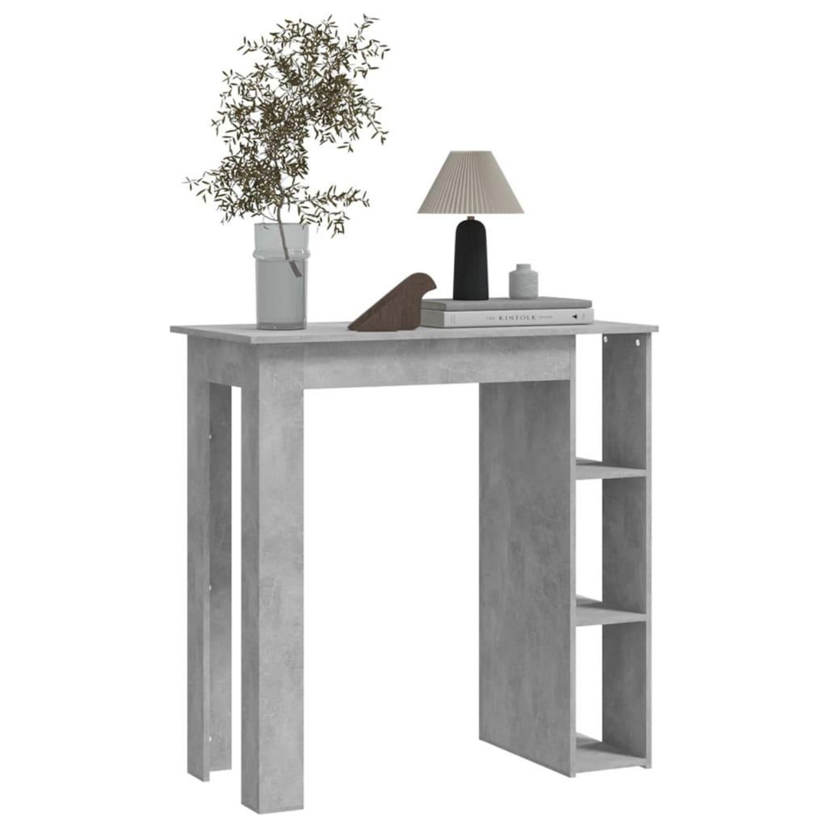 VIDAXL Table de bar avec etagere Gris beton Bois d'ingenierie