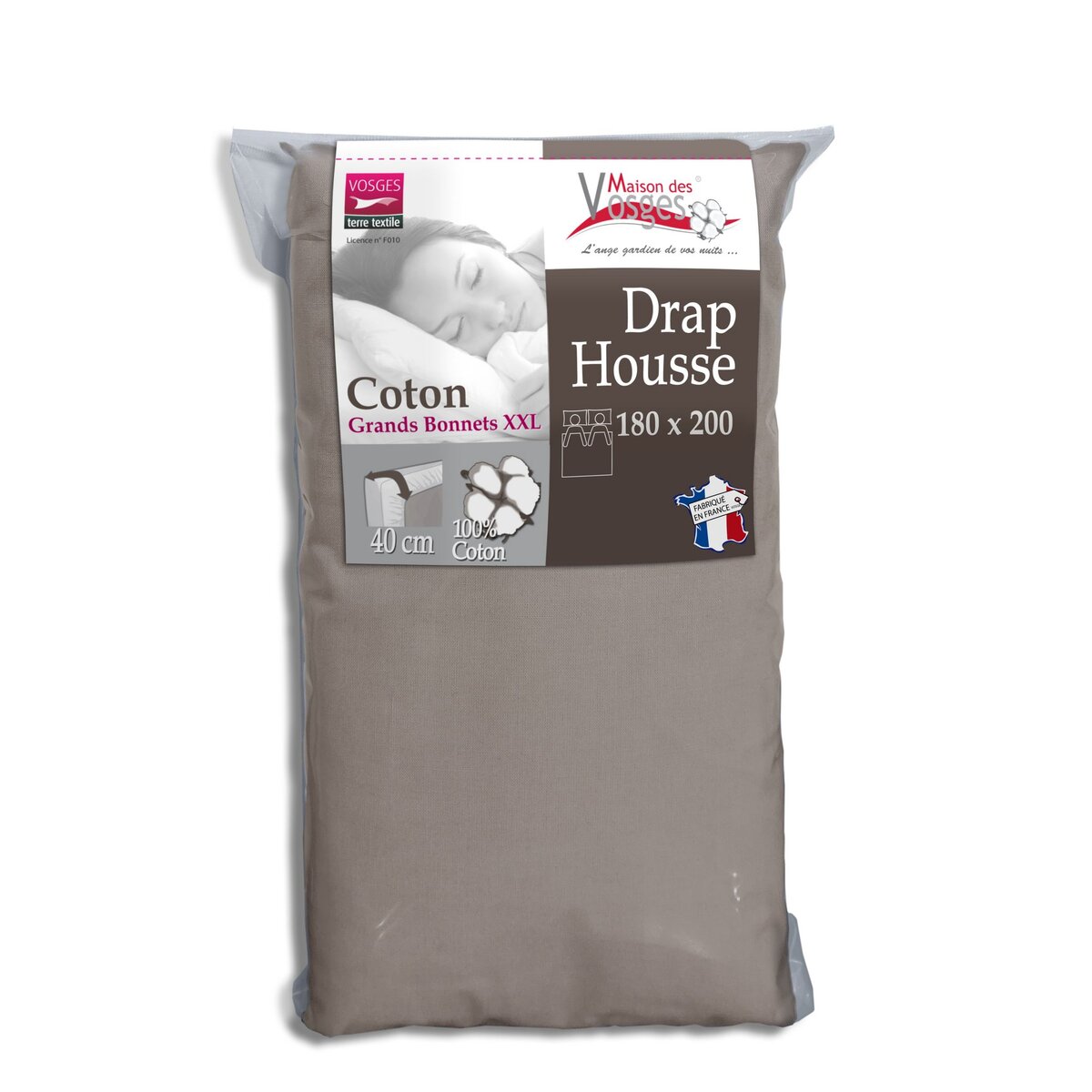 Drap housse en coton 57fils super grand bonnet 40cm spécial matelas très épais