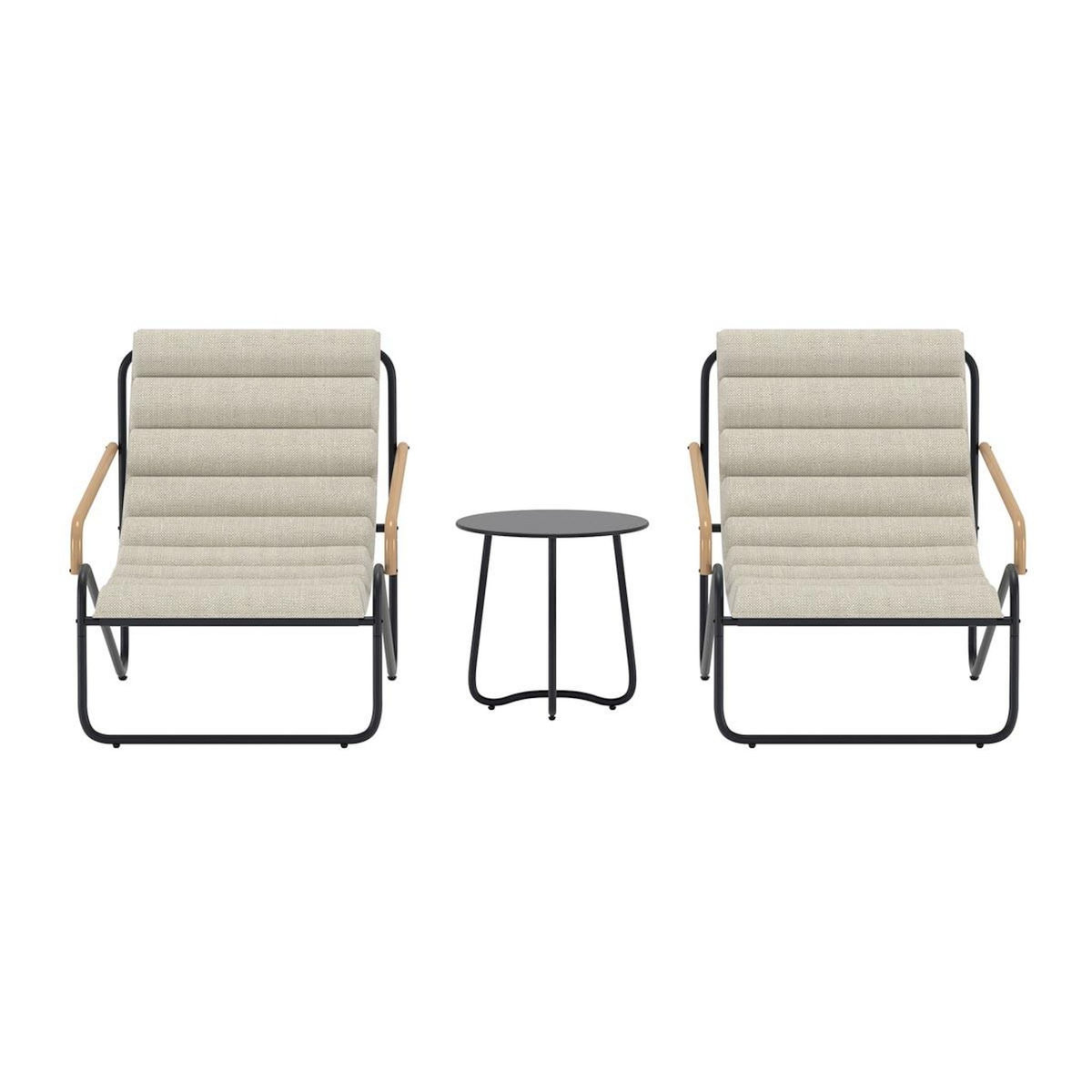 Paris Prix Salon de Jardin Lounge  Ithaka  100cm Beige & Noir