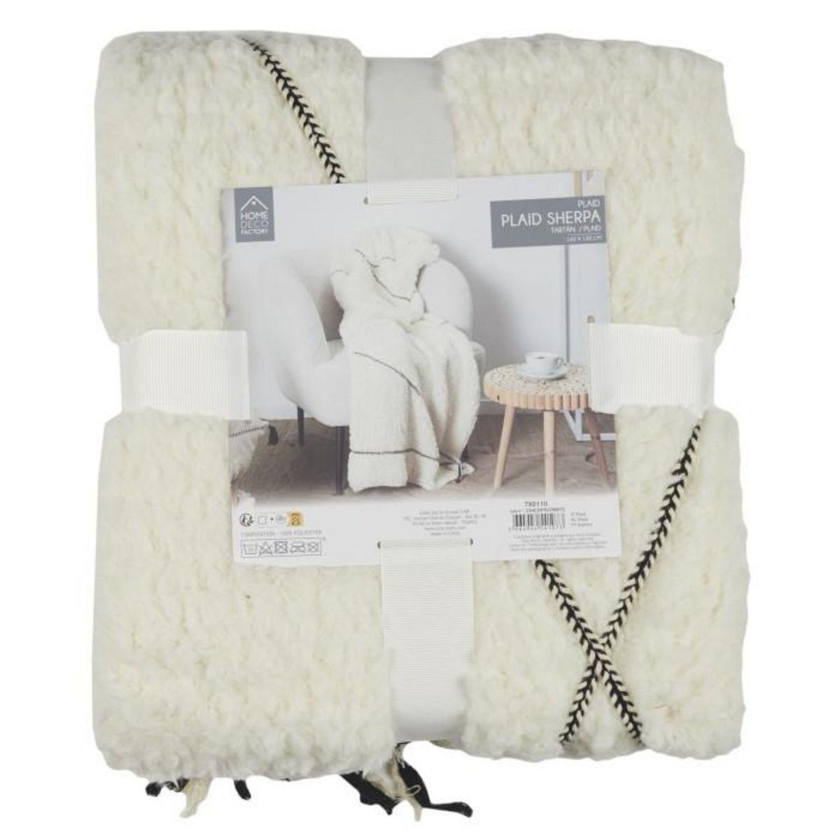 Paris Prix Plaid Sherpa Tressé  Crush  130x160cm Blanc