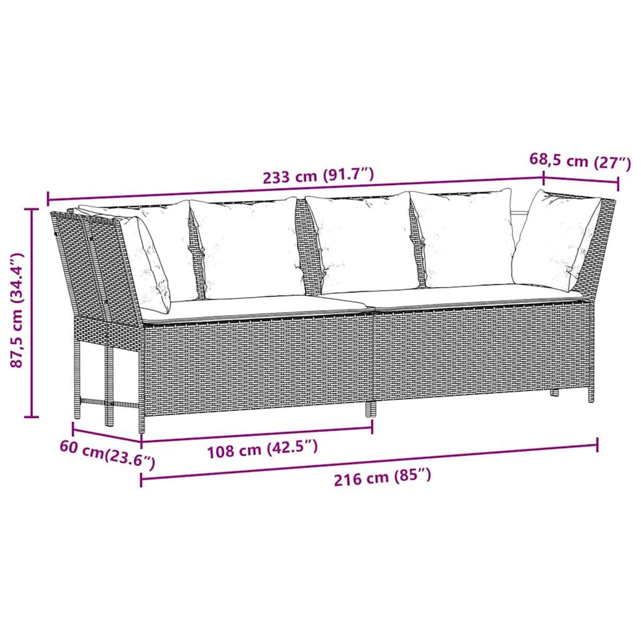 Voir la diapositive 6 : VIDAXL Canape de jardin et coussins gris clair resine tressee