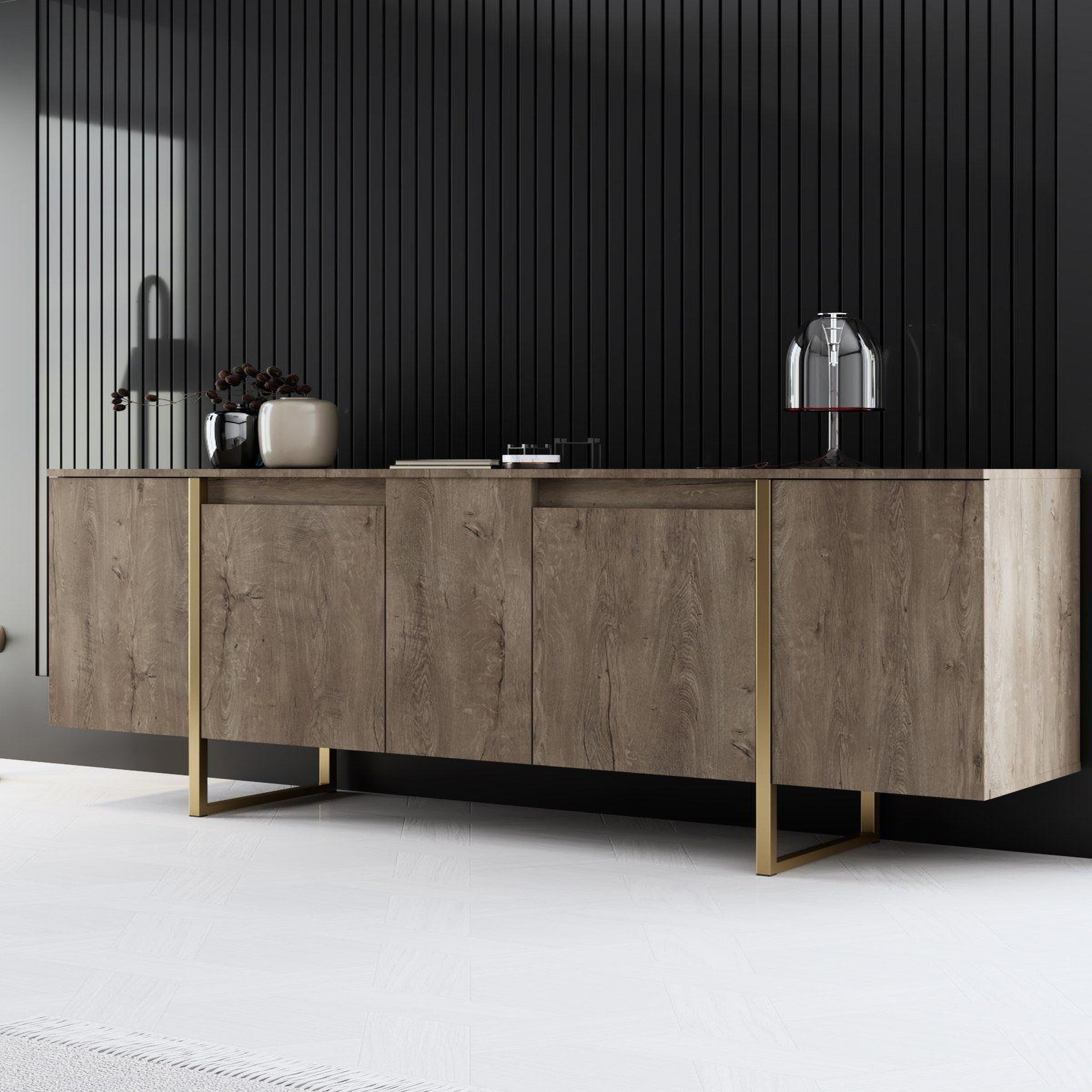 Voir la diapositive 2 : Habitat et Jardin Buffet en bois  Luxe  - 160 x 35 x 80 cm - Marron