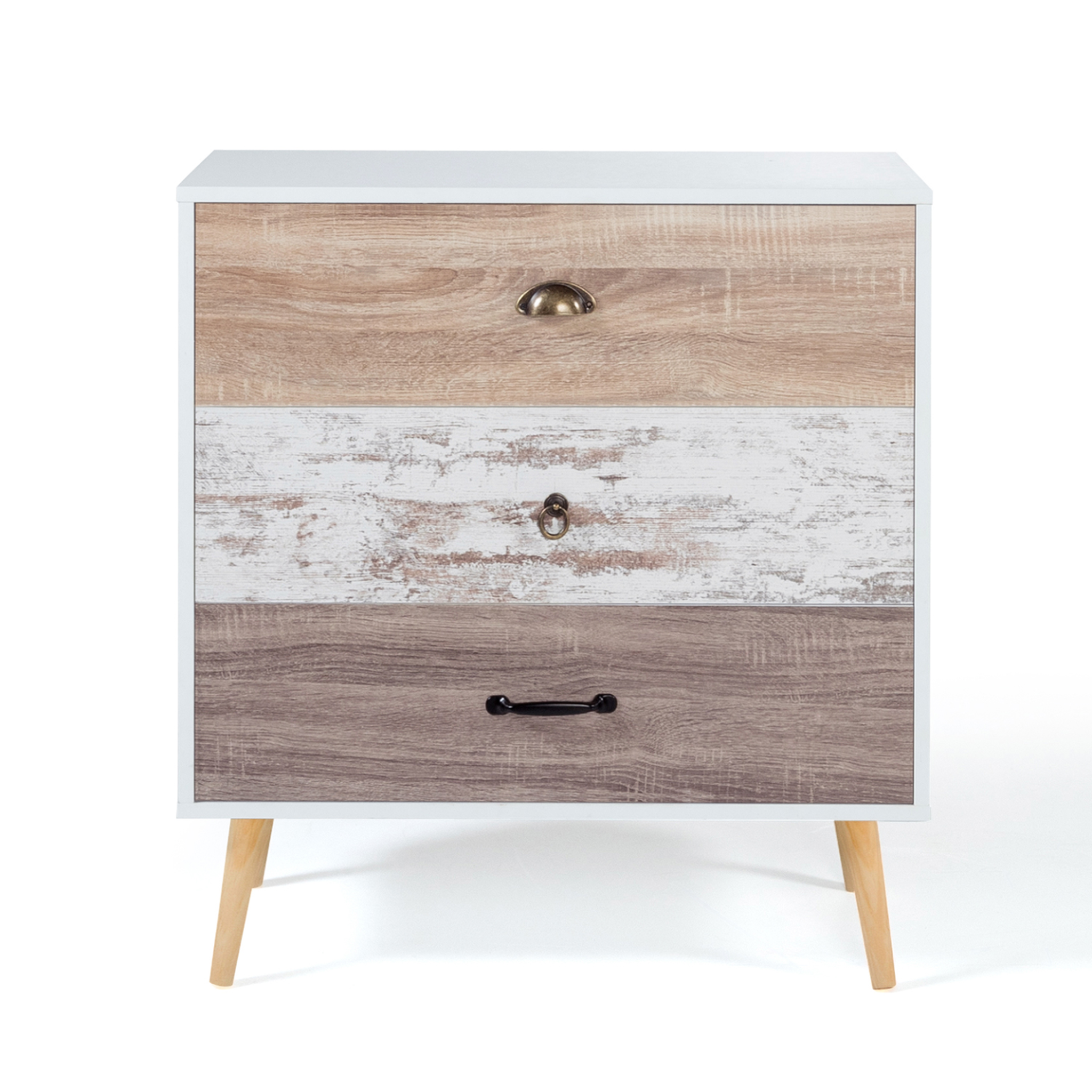 Voir la diapositive 4 : ID MARKET Commode 3 tiroirs bahia 75 cm scandinave