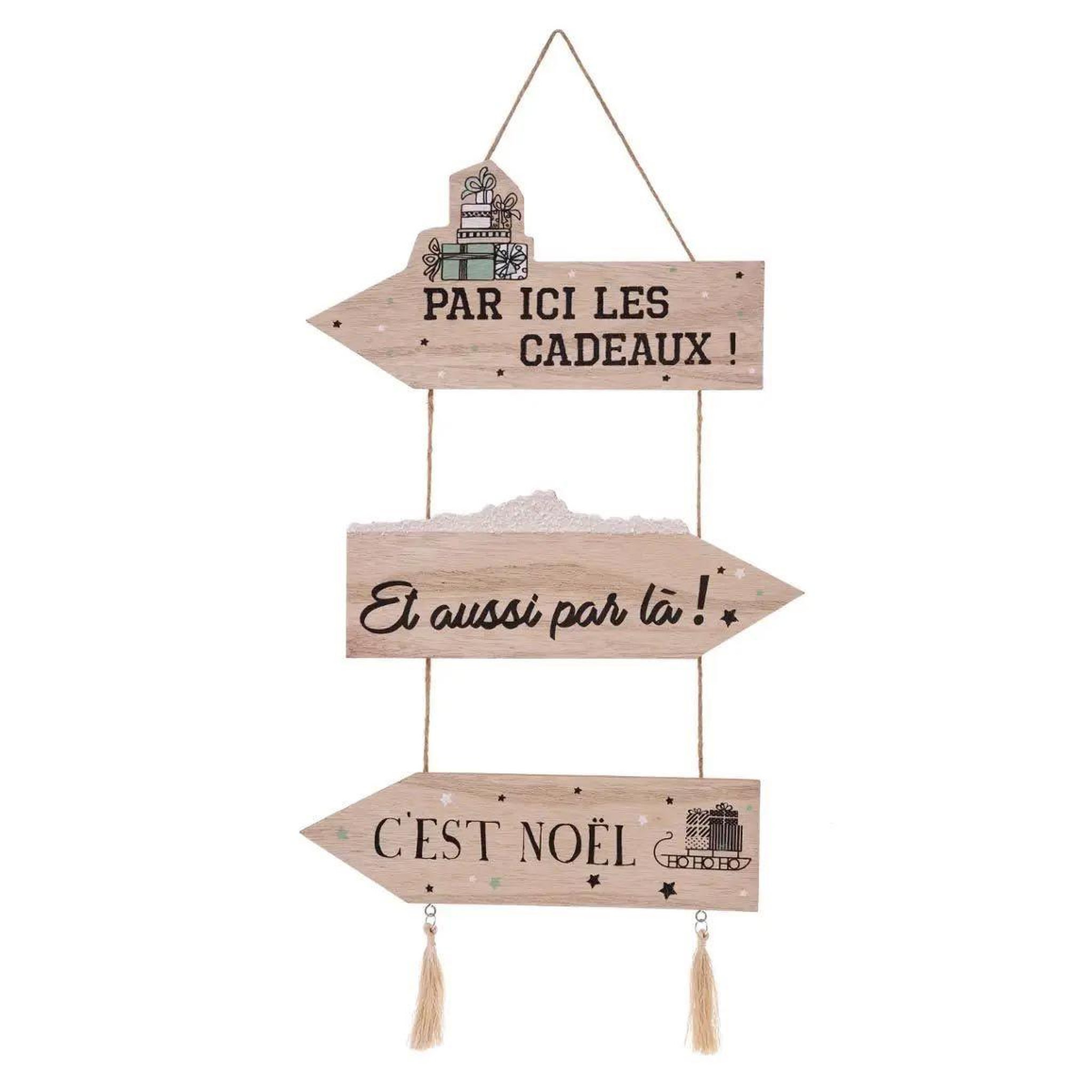 ATMOSPHERA Pancarte murale cadeau  marron glacé  59cm naturel