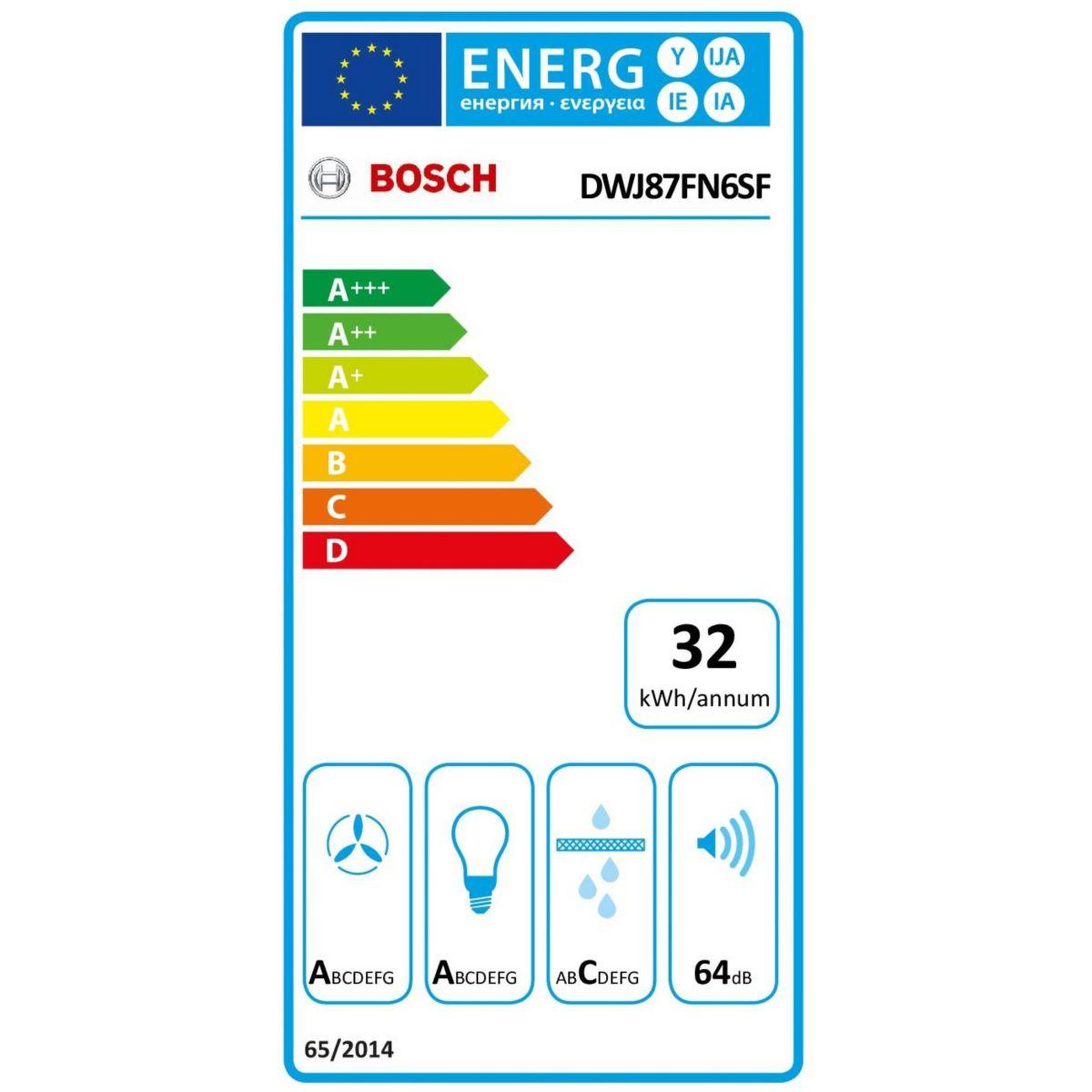 Voir la diapositive 6 : BOSCH Hotte décorative murale inclinée DWJ87FN6SF