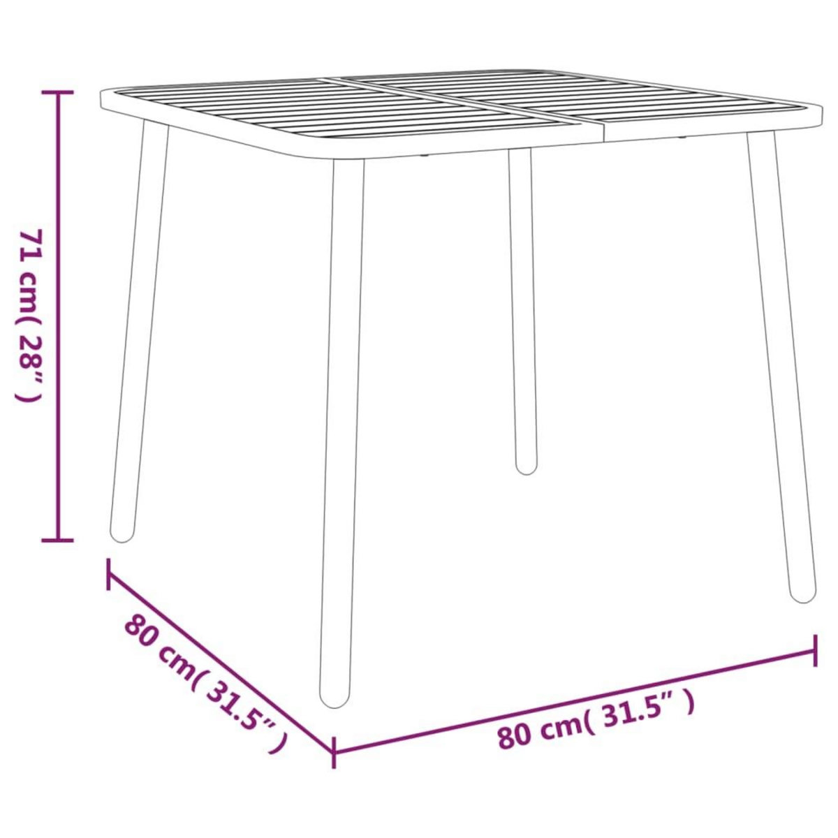 VIDAXL Table de jardin anthracite 80x80x71 cm acier