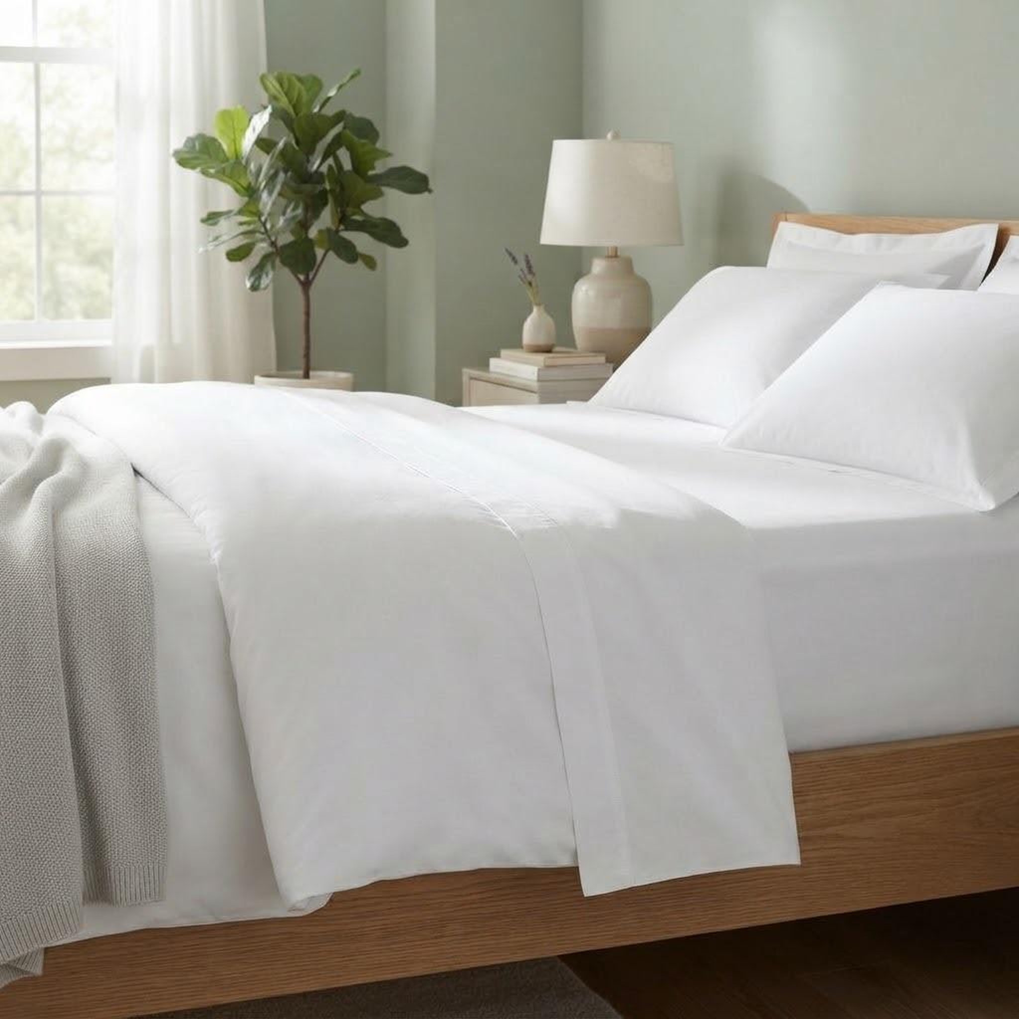 Voir la diapositive 4 : Eden Drap plat en percale de coton confort
